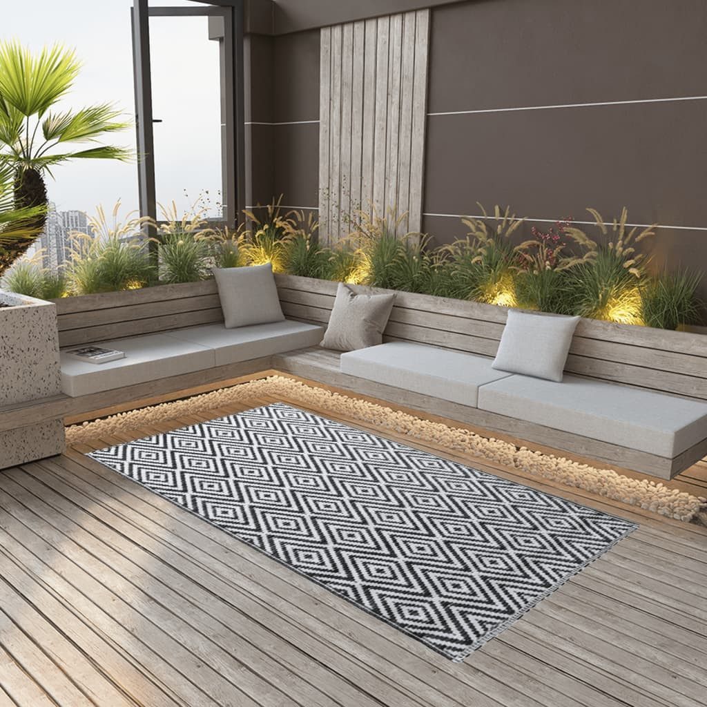 vidaXL Outdoorteppich 190 x 290 cm Teppich Terrasse Camping Outdoor draußen Vorzelt Weiß und, Höhe: 290 mm