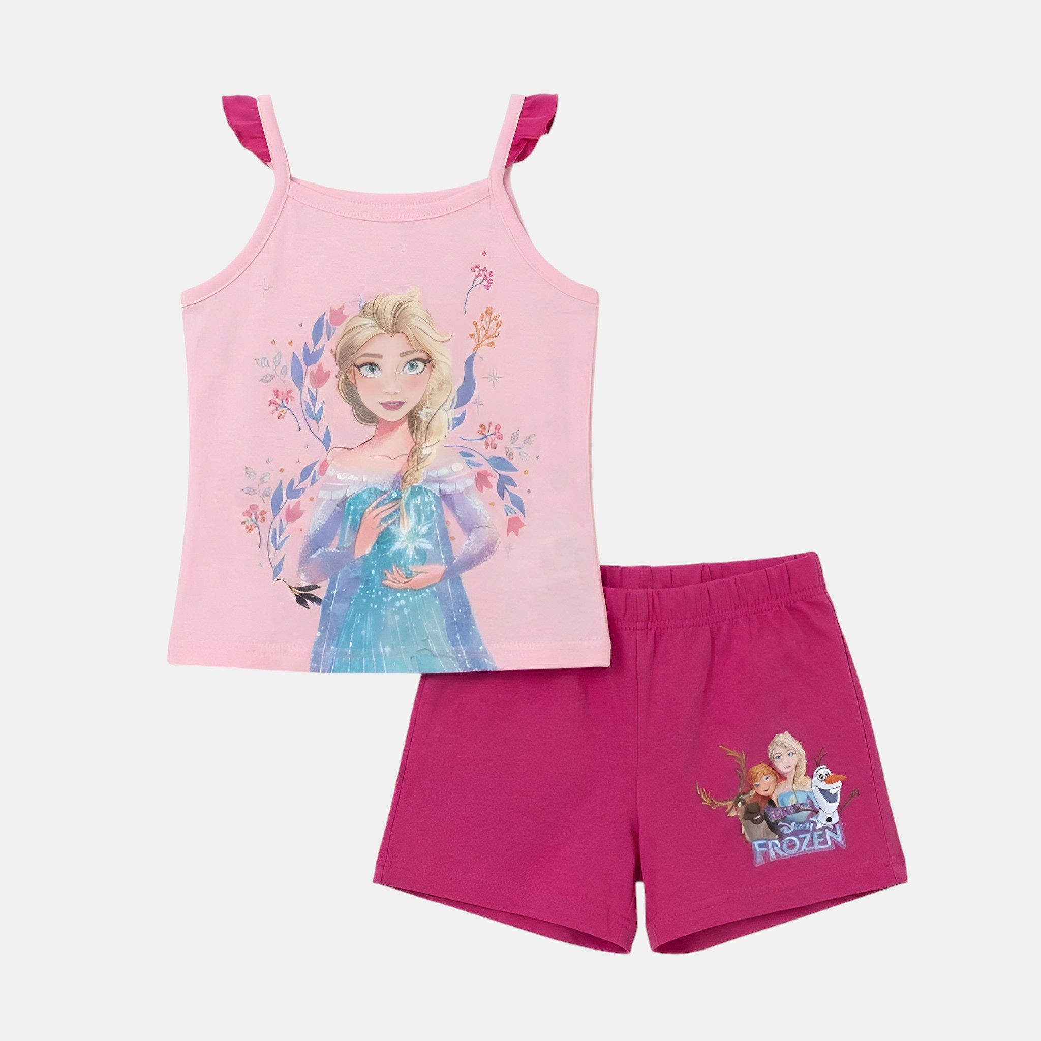 Disney Frozen Shirt & Hose Disney Frozen Die Eiskönigin Set Mädchen Top & Shorts Rosa Mädchen Sommer Set Shorts + Top