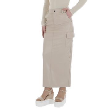 Ital-Design Lederimitatrock Damen Elegant (86365164) Stretch Maxirock in Beige