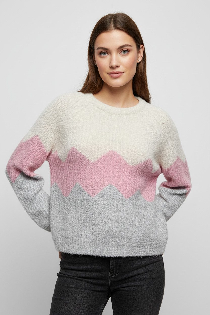 ONLY Strickpullover ONLMAE LIFE LS ZIGZAG O-NECK KNT günstig online kaufen