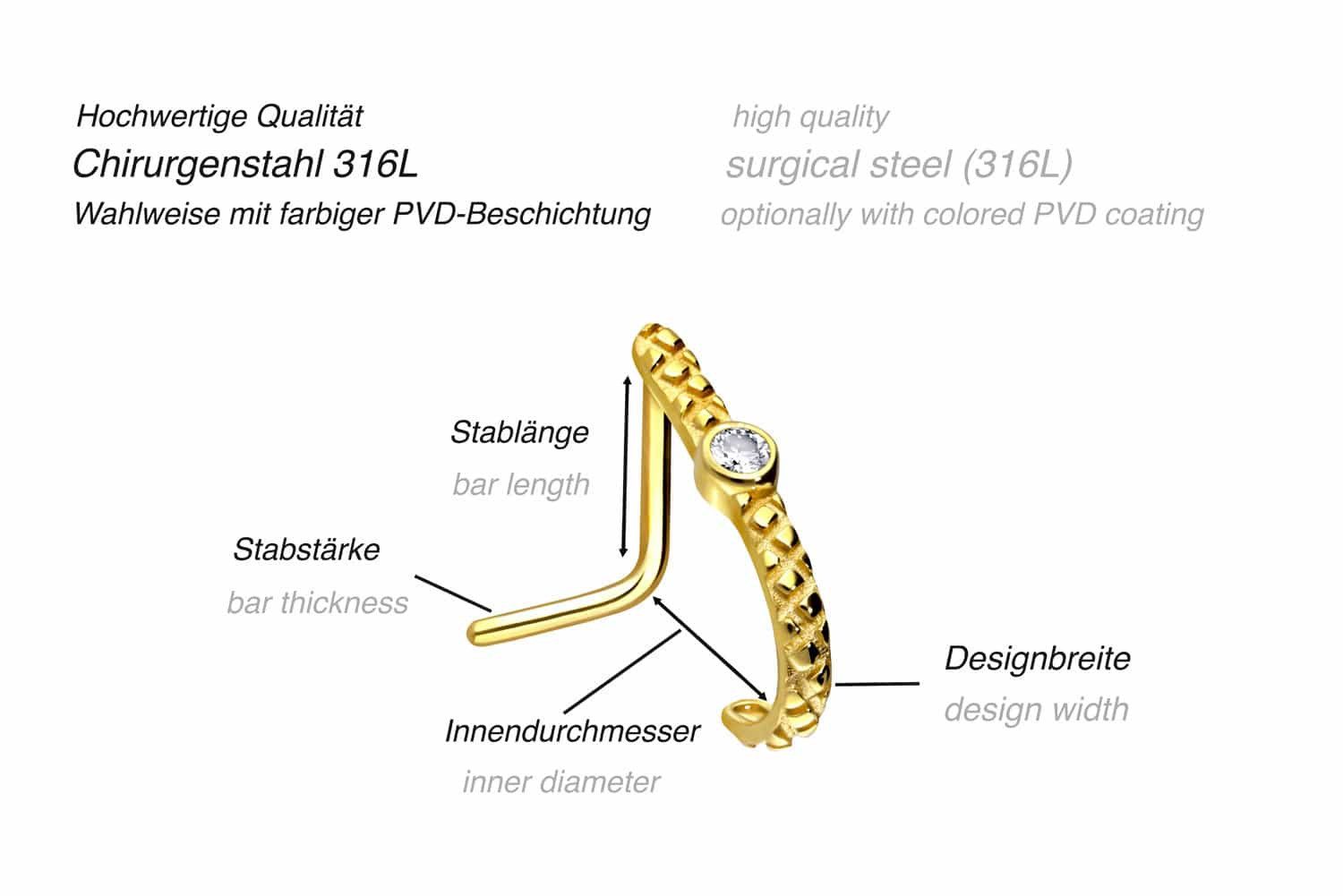 PIERCINGLINE Nasenpiercing Chirurgenstahl Nasenstecker KRISTALL (Nasensteck günstig online kaufen