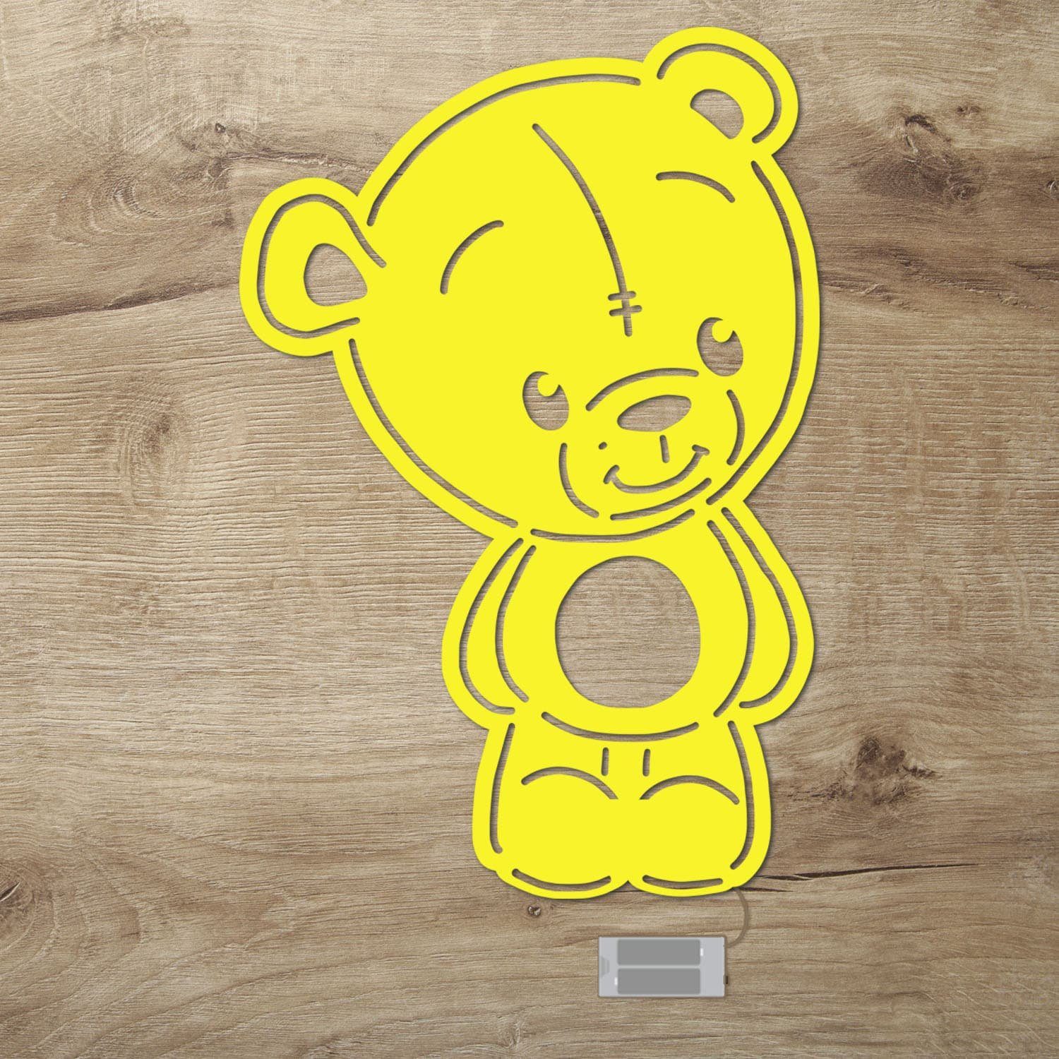 Teddy LED Zugschalter, Warmweiß Namofactur Bär Gelb LED Kinderzimmer, integriert, LED Nachtlicht Nachtlicht Ohne fest Wandlampe
