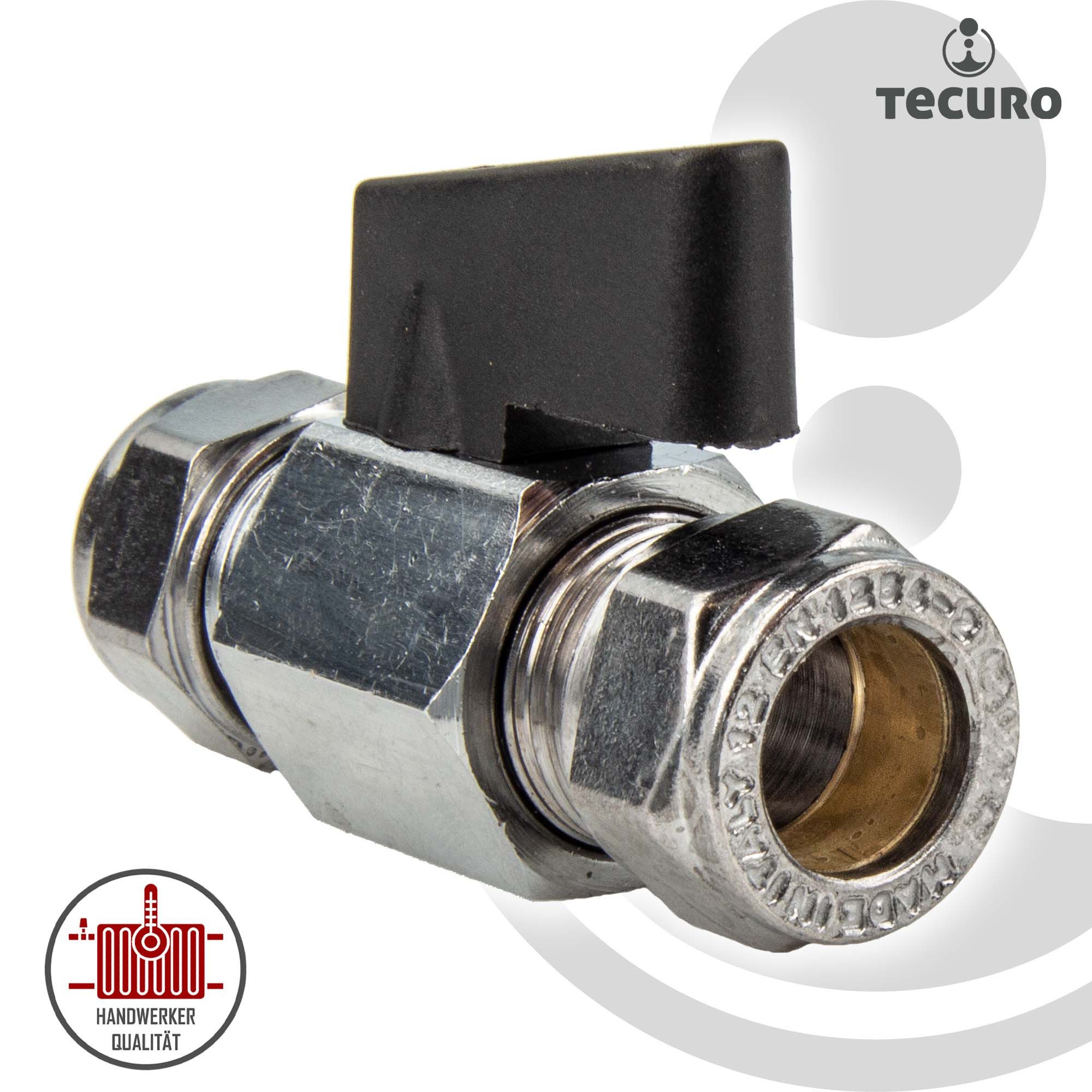 tecuro Kugelhahn MINI mit Klemmring für Kupferrohr - Messing vernickelt
