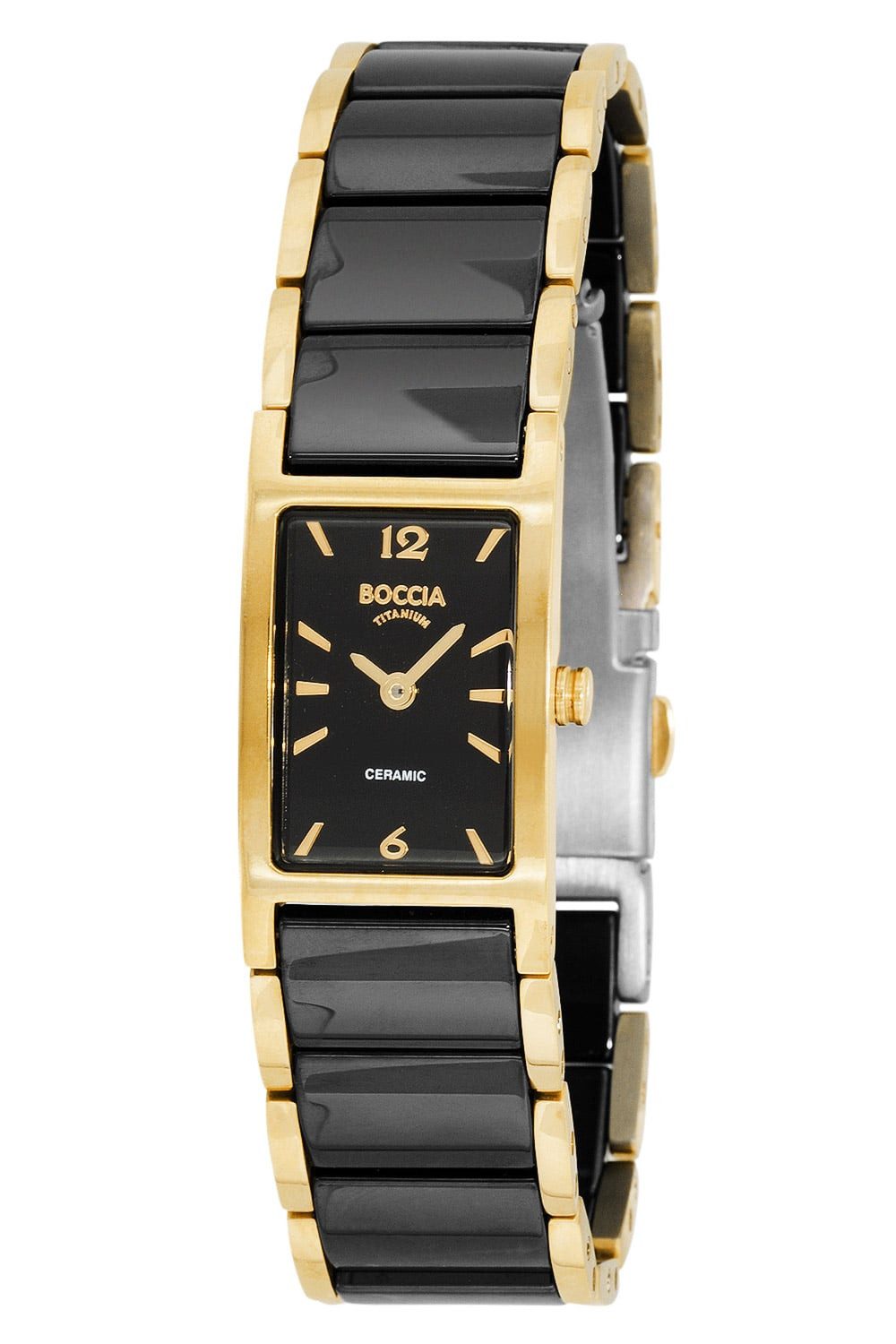 Boccia Quarzuhr Uhr für Titan/Keramik Schwarz