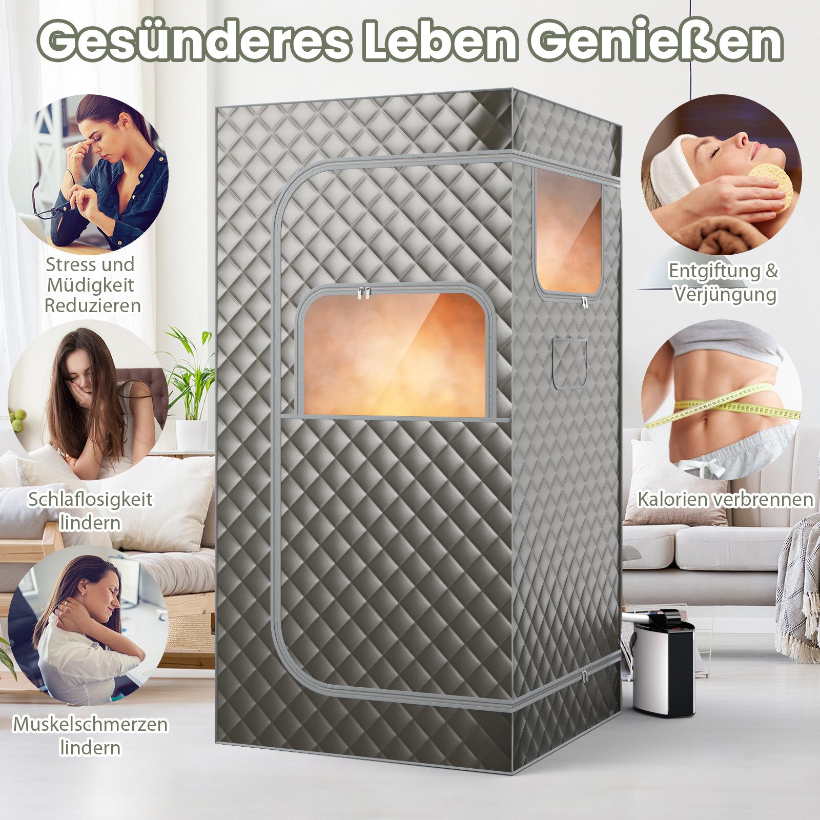 KOMFOTTEU Sauna, Dampfsauna tragbar mit Fernbedienung und Timer