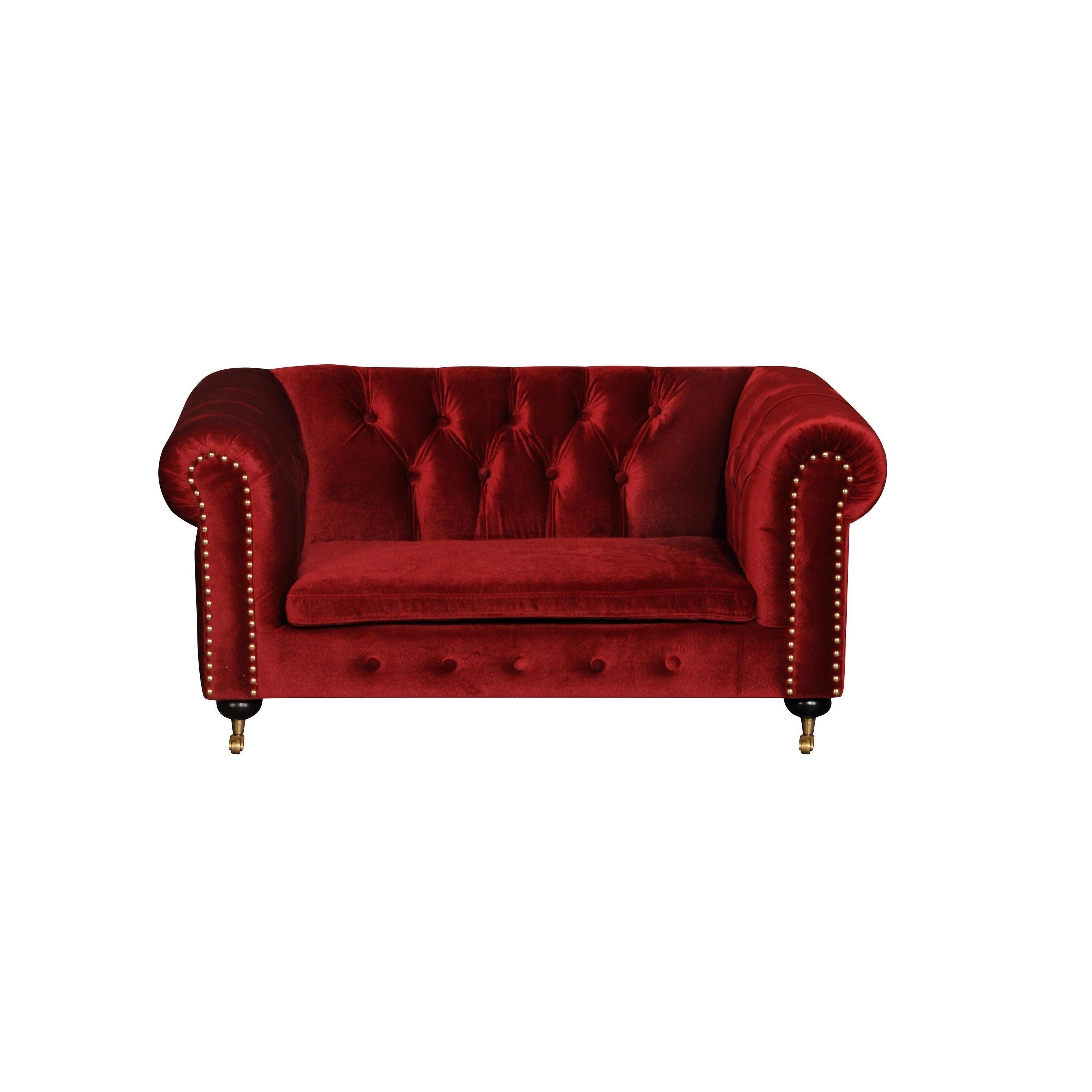 Xlmoebel Chesterfield-Sofa Rotes Barock Sofa 2-Sitzer aus Leder und Textil - jvmoebel®, 1 Teile, Made in Europa