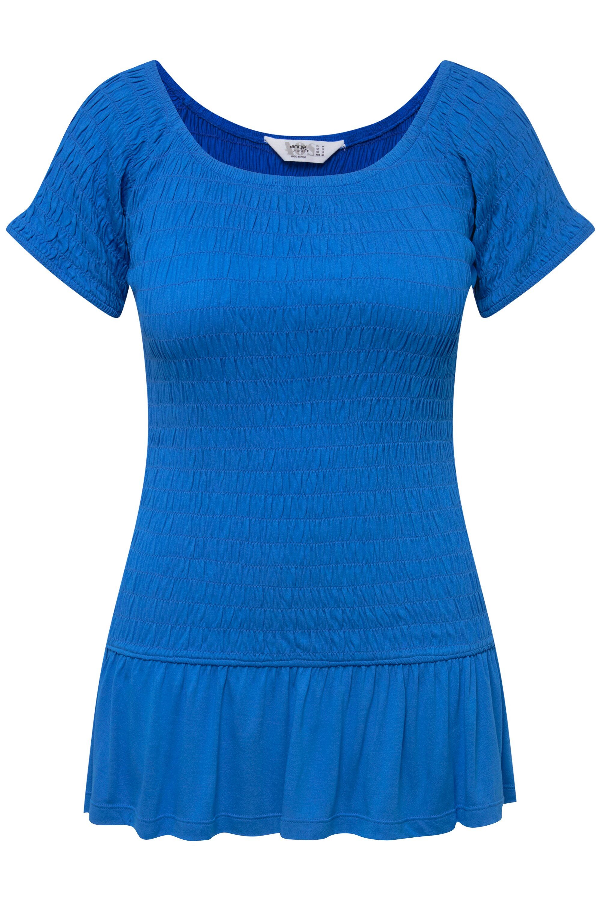 Angel of Style T-Shirt Top Slim Fit elastisch gesmokt Halbarm Volant