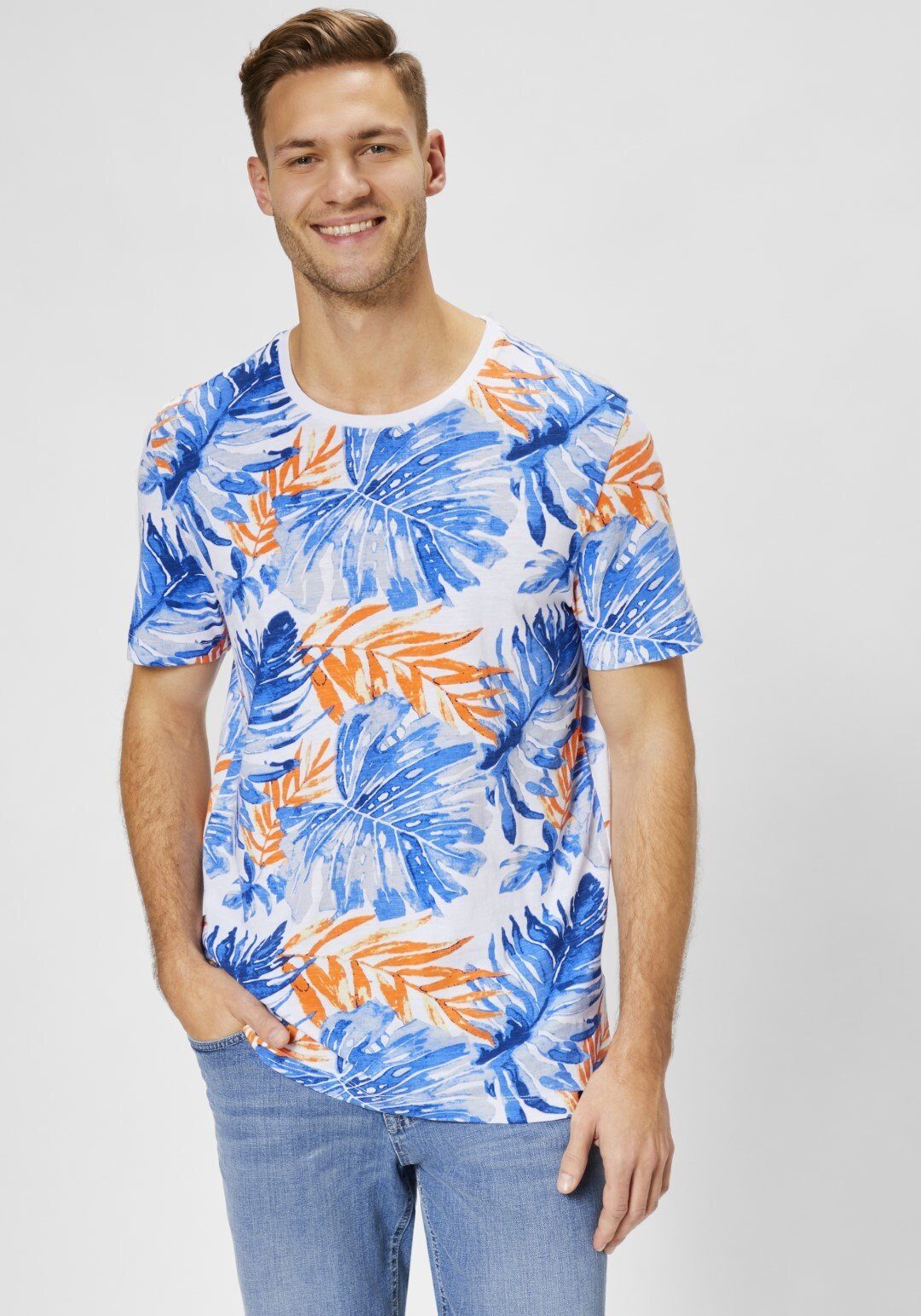 Paddock's Kurzarmshirt Rundhalsshirt mit sommerlichem Print