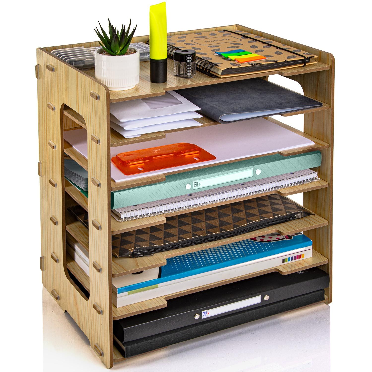 Dimono Dokumentenhalter Schreibtisch-Organizer (Papierablage aus Bambus, Br günstig online kaufen