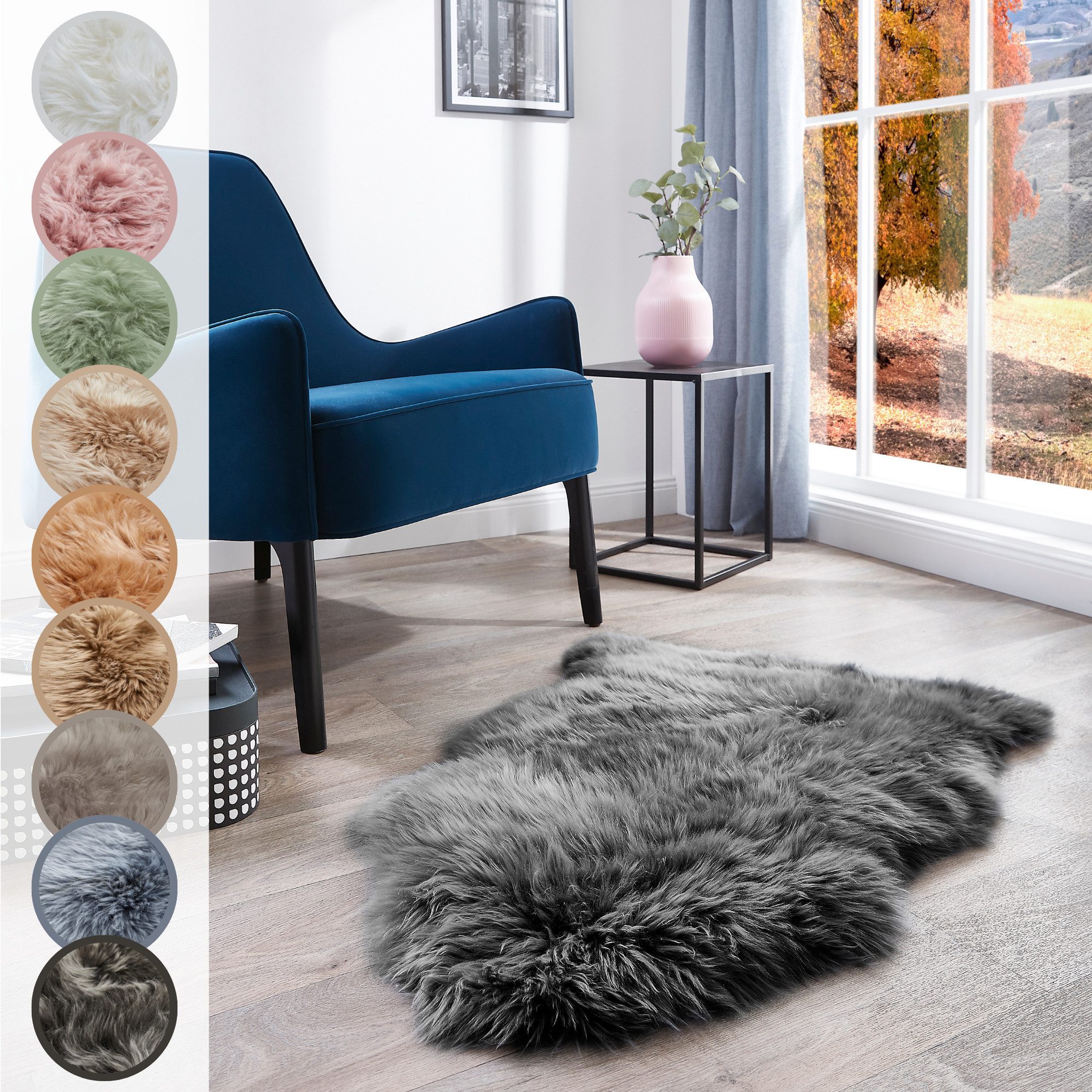 LUXOR living Fellteppich Schaffell Namika, fellförmig, Höhe: 50 mm, echtes Lammfell, weich & flauschig, große Farbauswahl, in 2 Größen