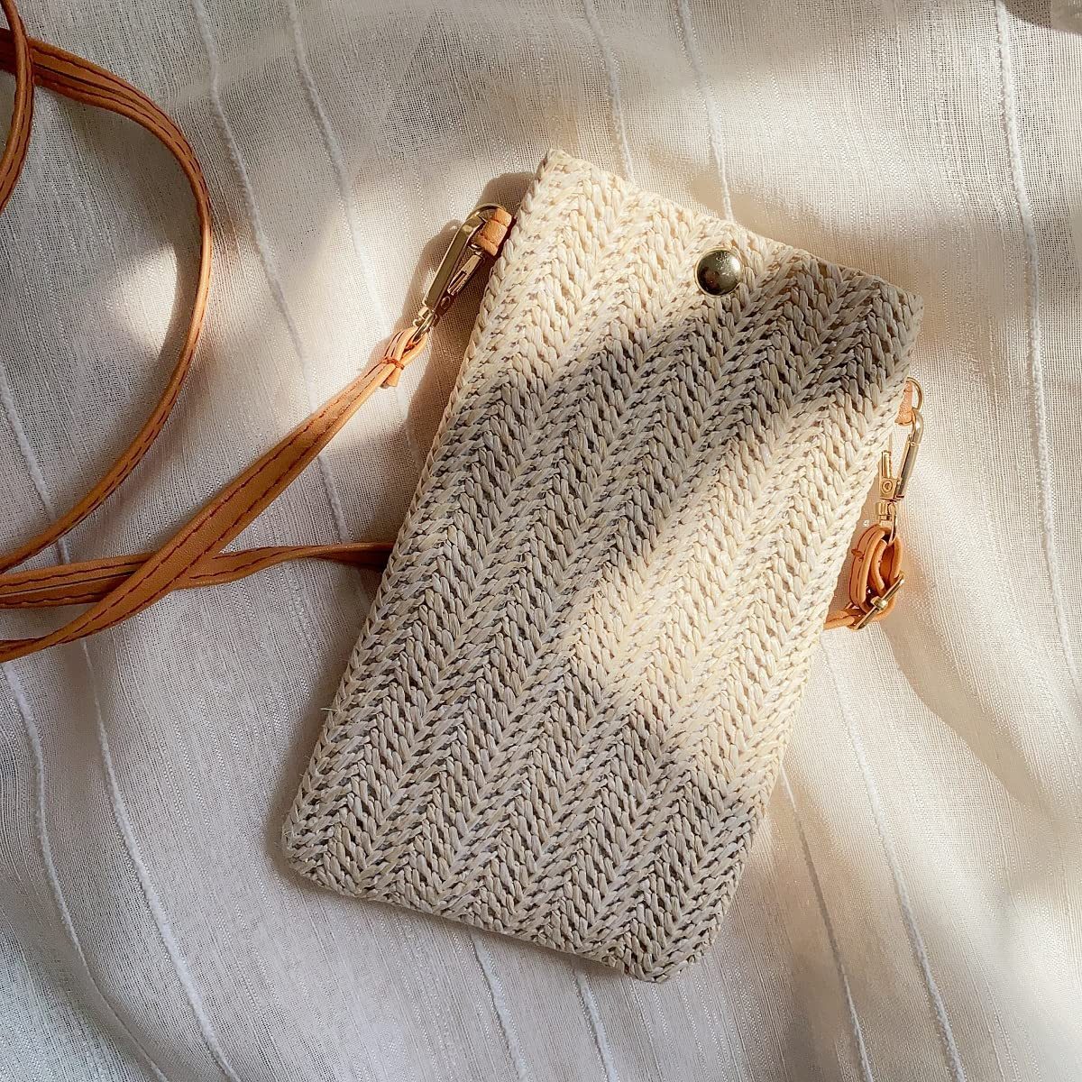 Zaewry Handytasche Umhängetasche Damen, Strohtaschen für Frauen Crossbody Strand Tasch