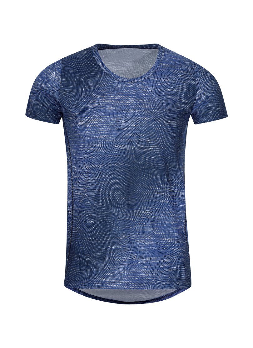 COOLMAX® modischem T-Shirt TRIGEMA Druck electric-blue mit Sportshirt Trigema