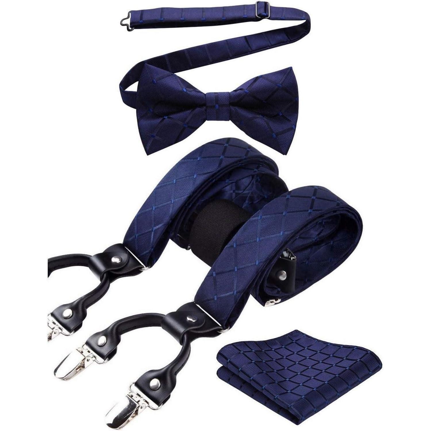 LuxusKollektion Hosenträger Hosenträger Herren 6 Clips Y Form A2 Marineblau Einheitsgröße