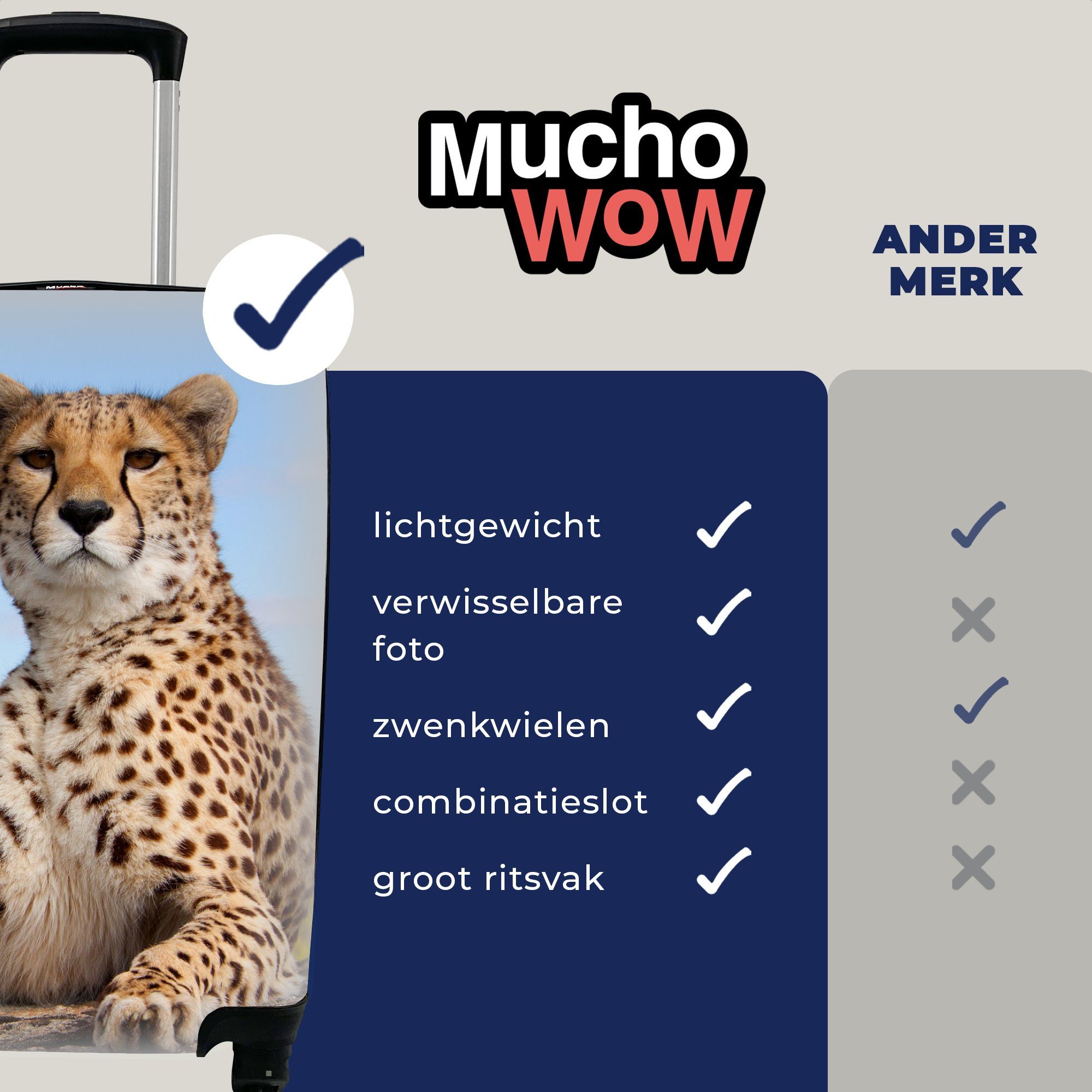 - - Handgepäck Trolley, Reisetasche mit 4 rollen, Handgepäckkoffer Reisekoffer Leopard Ferien, für Rollen, MuchoWow Natur, Tiere