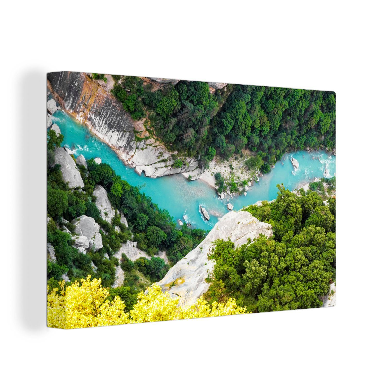 OneMillionCanvasses® Leinwandbild Gorges du Verdon von oben gesehen, (1 St), Wandbild Leinwandbilder, Aufhängefertig, Wanddeko, 30x20 cm