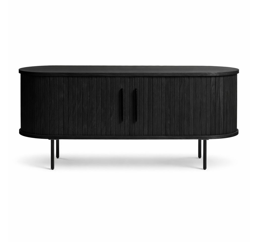 Liadomo Lowboard Uriel, TV-Möbel, TV-Board, TV-Unterschrank, 120 oder 180 cm Breite, Schiebetüren, Lamellen, schwarz, weiß, Natur, braun
