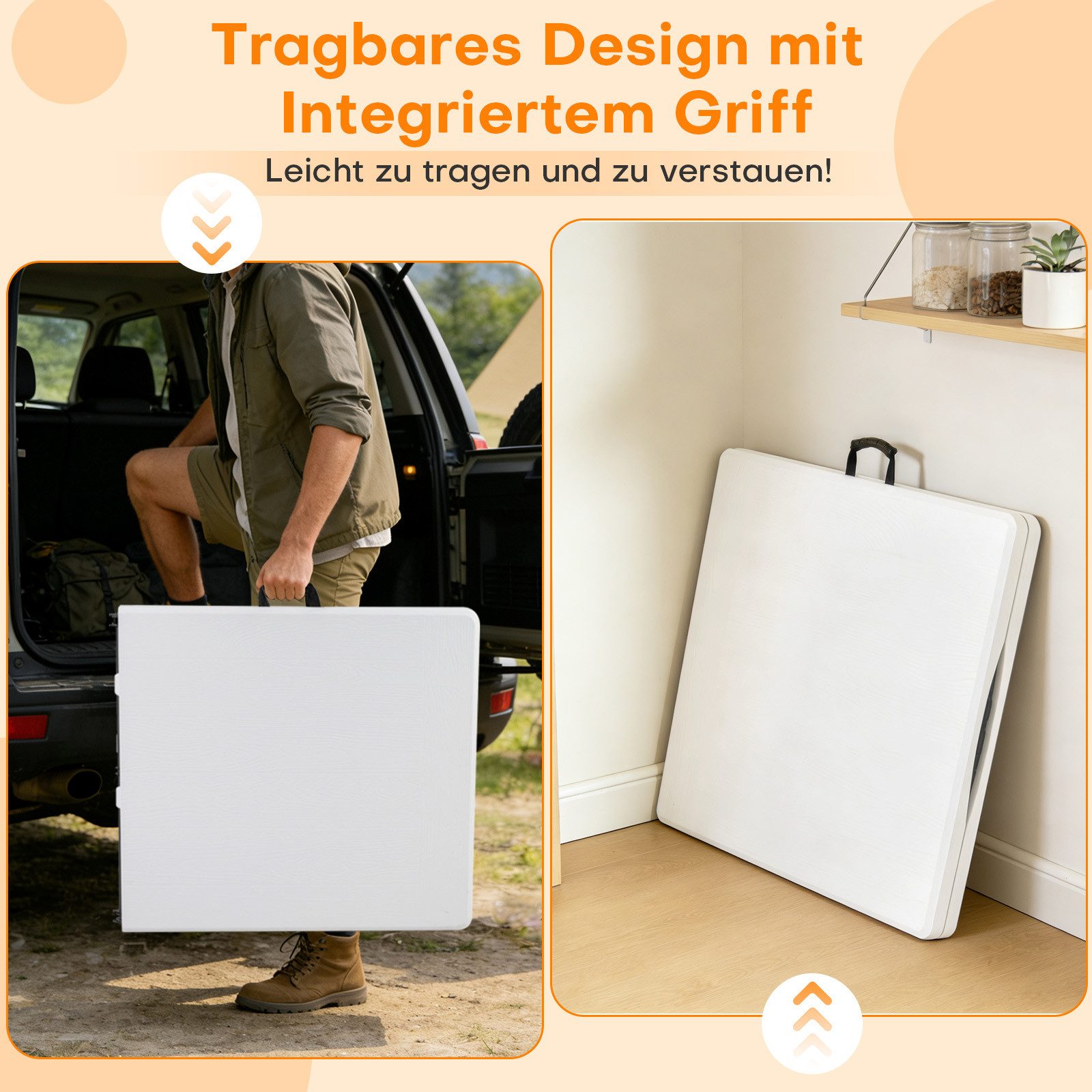 KOMFOTTEU Campingtisch, Gartentisch Buffettisch klappbar, für 4-6 Personen
