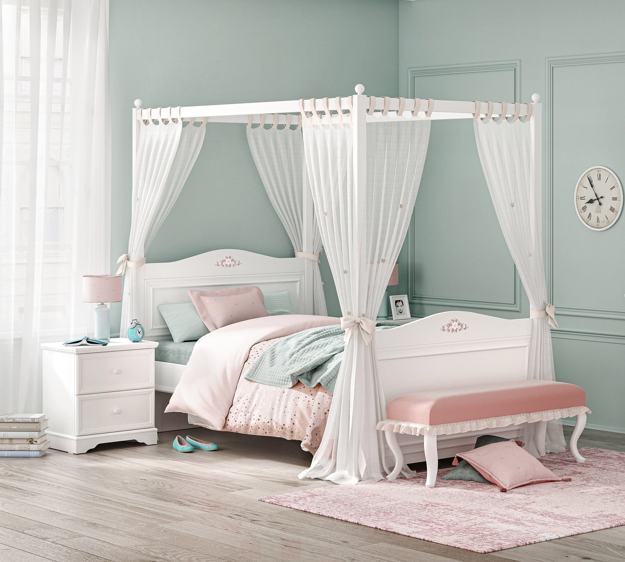 Möbel-Zeit Himmelbett RUSTIK, 2 Größen 100x200 - 120x200 cm günstig online kaufen