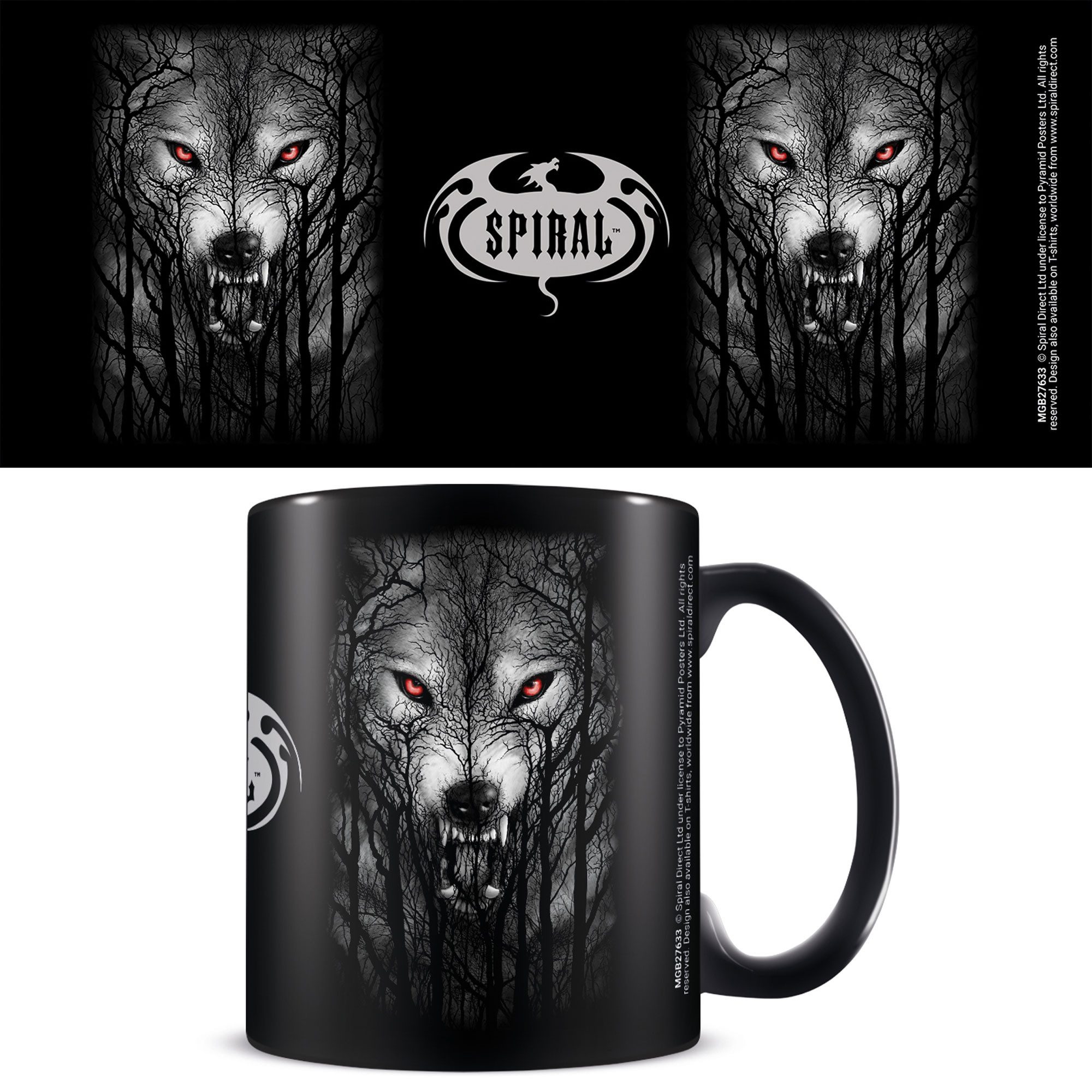 Tasse Spiral - Lizenz Чашки 3D - Forest Wolf - black