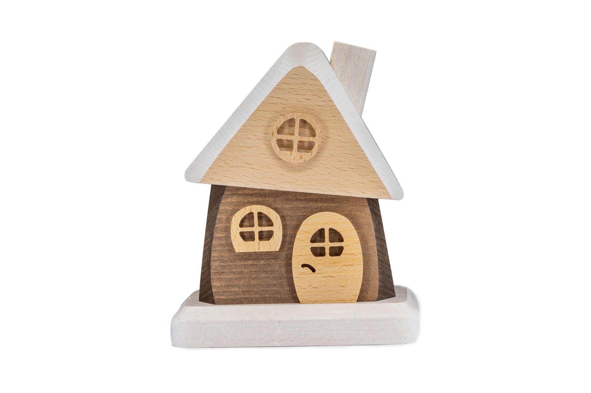 Holzwaren Egermann Räucherhaus großes Räucherhaus braun - 15cm, erzgebirgische Räucherdeko aus Holz - Made in Germany