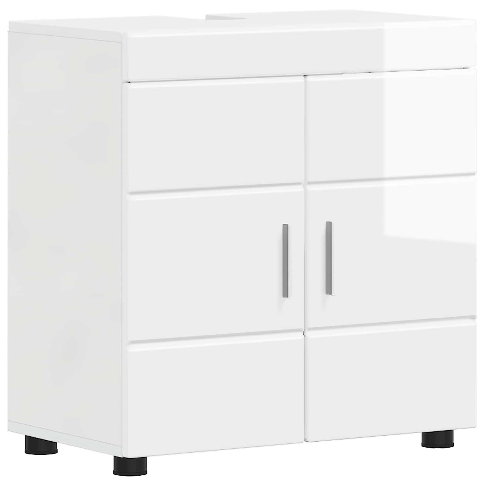 vidaXL Badezimmerspiegelschrank Badezimmerschrank-Set TULUM Hochglanz Weiß 60 x 34 x 63 cm (1-St)