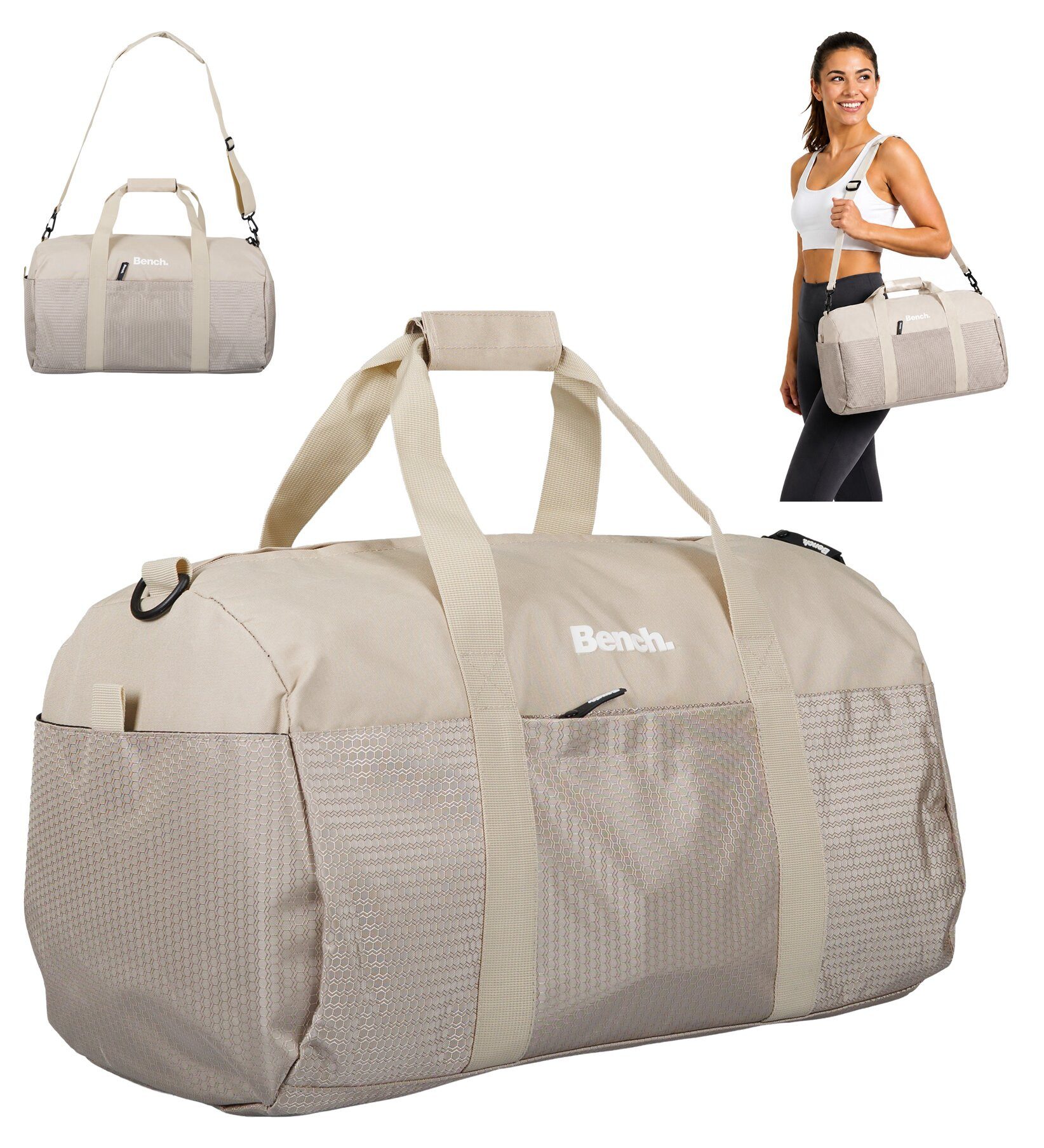 Bench. Sporttasche Damen Herren Reisetasche Gym Bag 50 cm 34 L, Fitnesstasche Sauna Sport Freizeittasche Handgepäck 64208 + Flasche