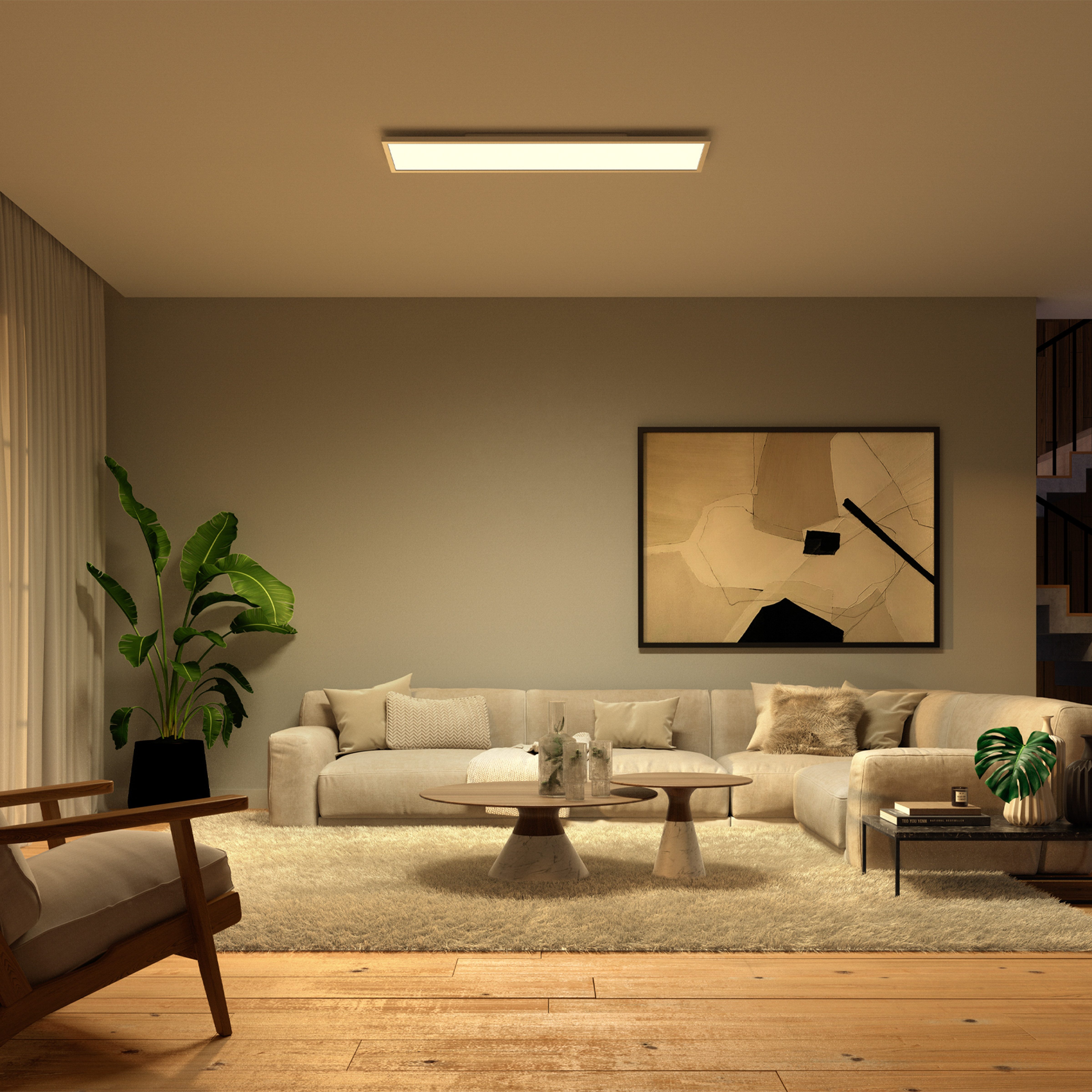 Philips Hue LED Panel White & Color Ambiance Surimu, 120x30cm, Abschaltautomatik, Bluetooth, CCT - über Fernbedienung, Dimmfunktion, Einschlafhilfe, Farbsteuerung, Farbwechsel, Memory, nach Trennung vom Netz, Nachtlichtfunktion, RGB, Smart Home, Timerfunktion, Weckerfunktion, dimmbar über Fernbedienung, mehrere Helligkeitsstufen, LED fest integriert, Farbwechsler, RGB, warmweiß - kaltweiß, Steuerbar per App und Stimme, Smart Home fähig, Farbfähig und Weißtöne