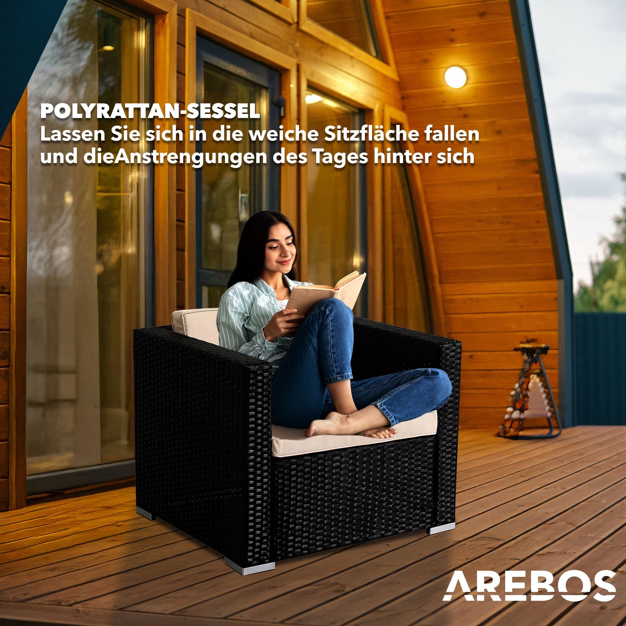 Arebos Gartensessel Poly-Rattan Gartenlounge, Inkl. Sitz- günstig online kaufen