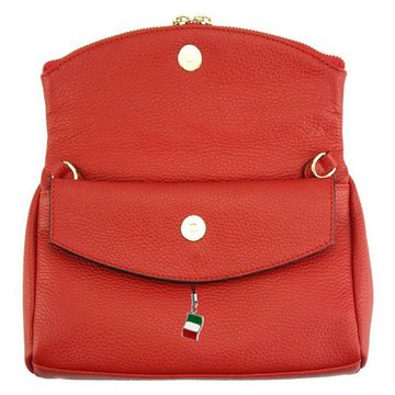 FLORENCE Schultertasche Florence 2in1 Damen Abendtasche (Schultertasche), Damen Leder Schultertasche, Clutch, rot ca. 24cm