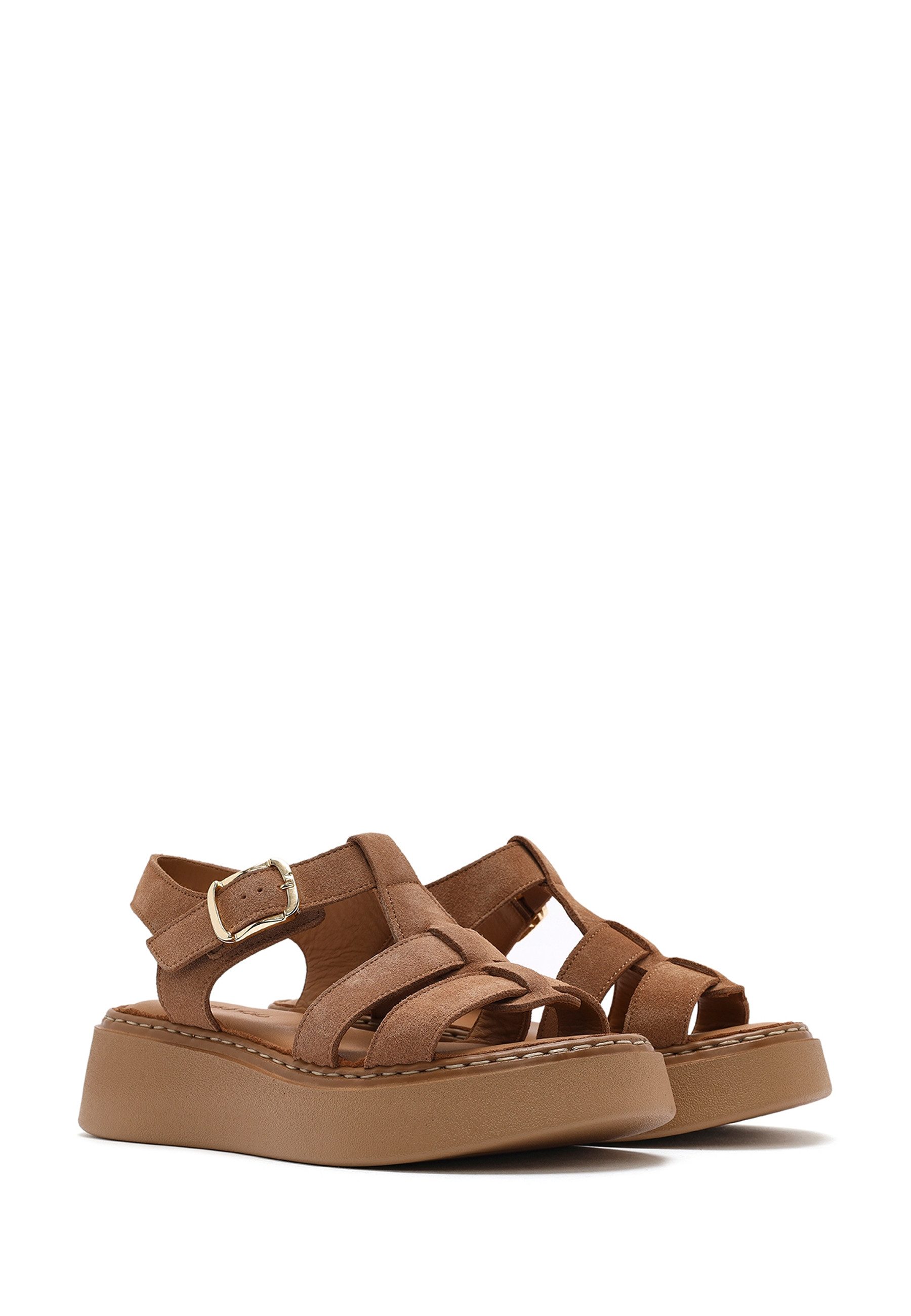Derimod Sandalen aus Veloursleder Sandale Wildleder, Lederfutter, TPU-Sohle, Schnallenverschluss