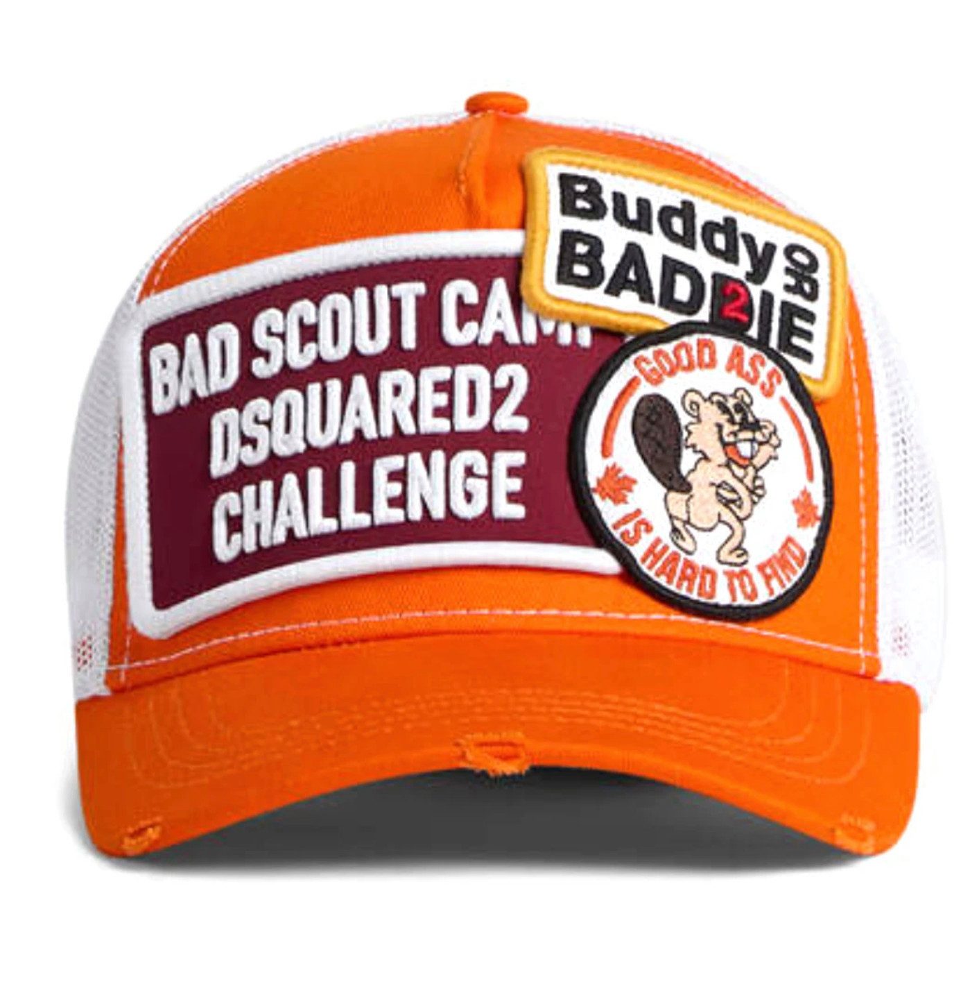 Dsquared2 Baseball Cap Ceresio 9 Milano Nylon Icon Baseball Kappe Unisex Vorgebogener Schirm mit Distressed-Effekten