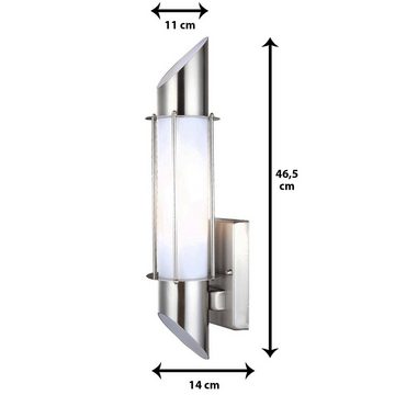 Grafner Außen-Wandleuchte Grafner® Edelstahl Wandlampe 877WB Leuchte, ohne Leuchtmittel, Auch für LED Leuchtmittel geeignet, Höhe: ca. 46,5 cm, Lampen Ø: ca. 11 cm