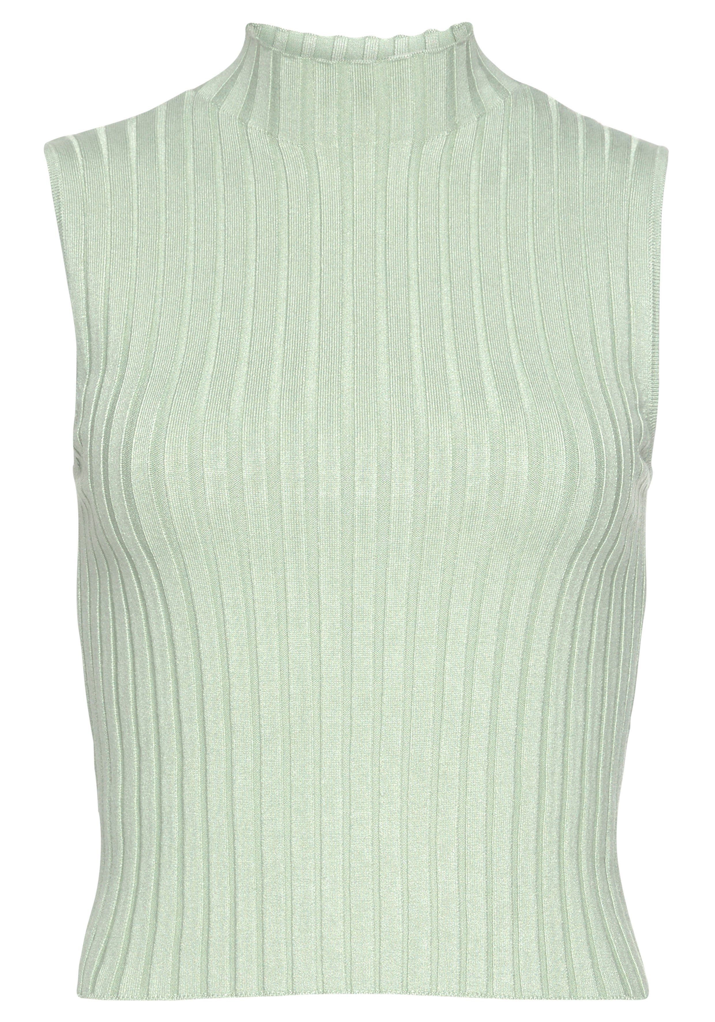 LASCANA Stricktop aus weichem Rippstrick mit Stehkragen figurbetontes Stehkragentop, modisches Rippstricktop, weiche Qualität – Bild 2 von 5