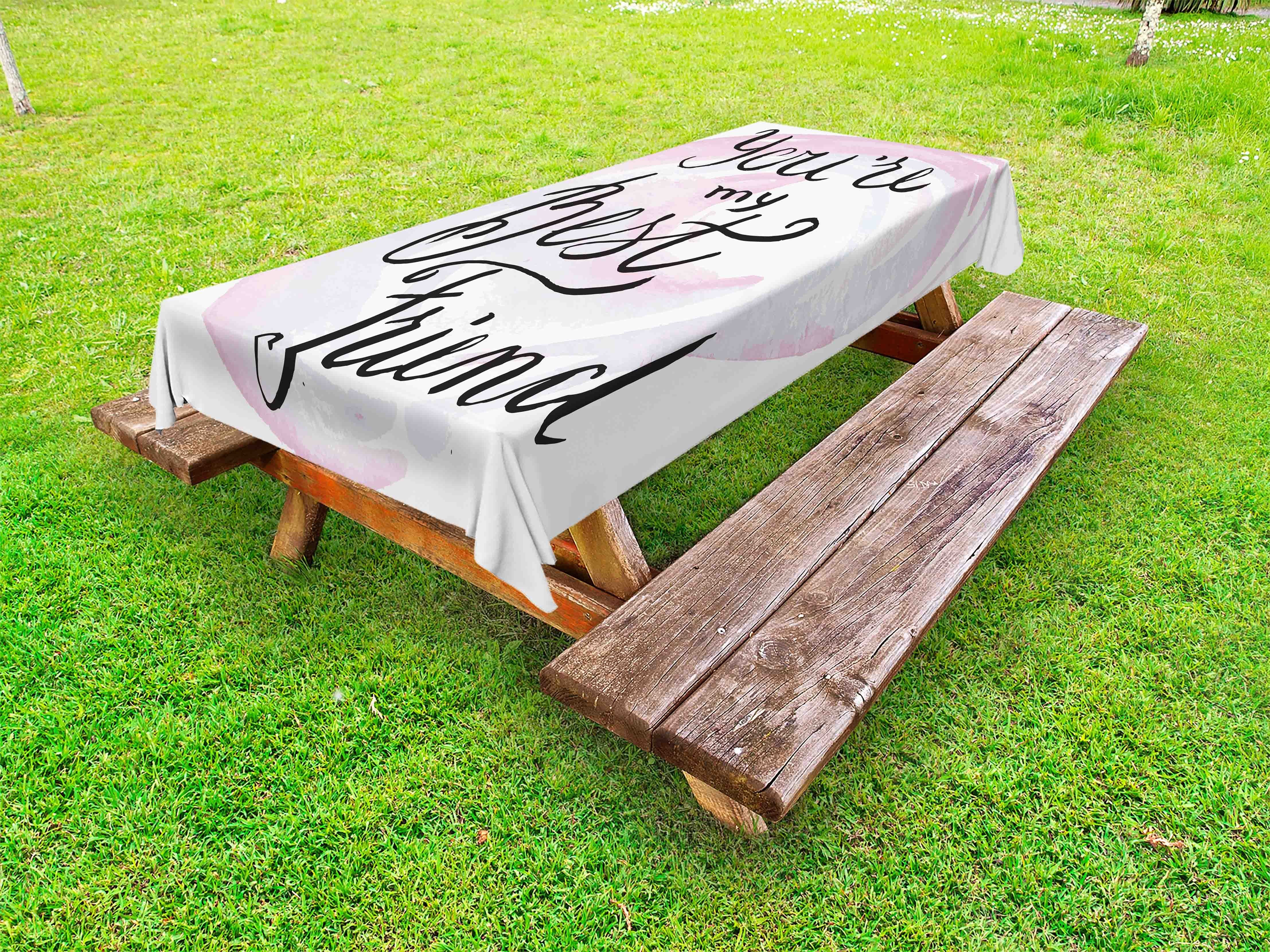 Abakuhaus Tischdecke dekorative waschbare Picknick-Tischdecke, Bester Freund Text auf Pastell Blobs | Tischdecken