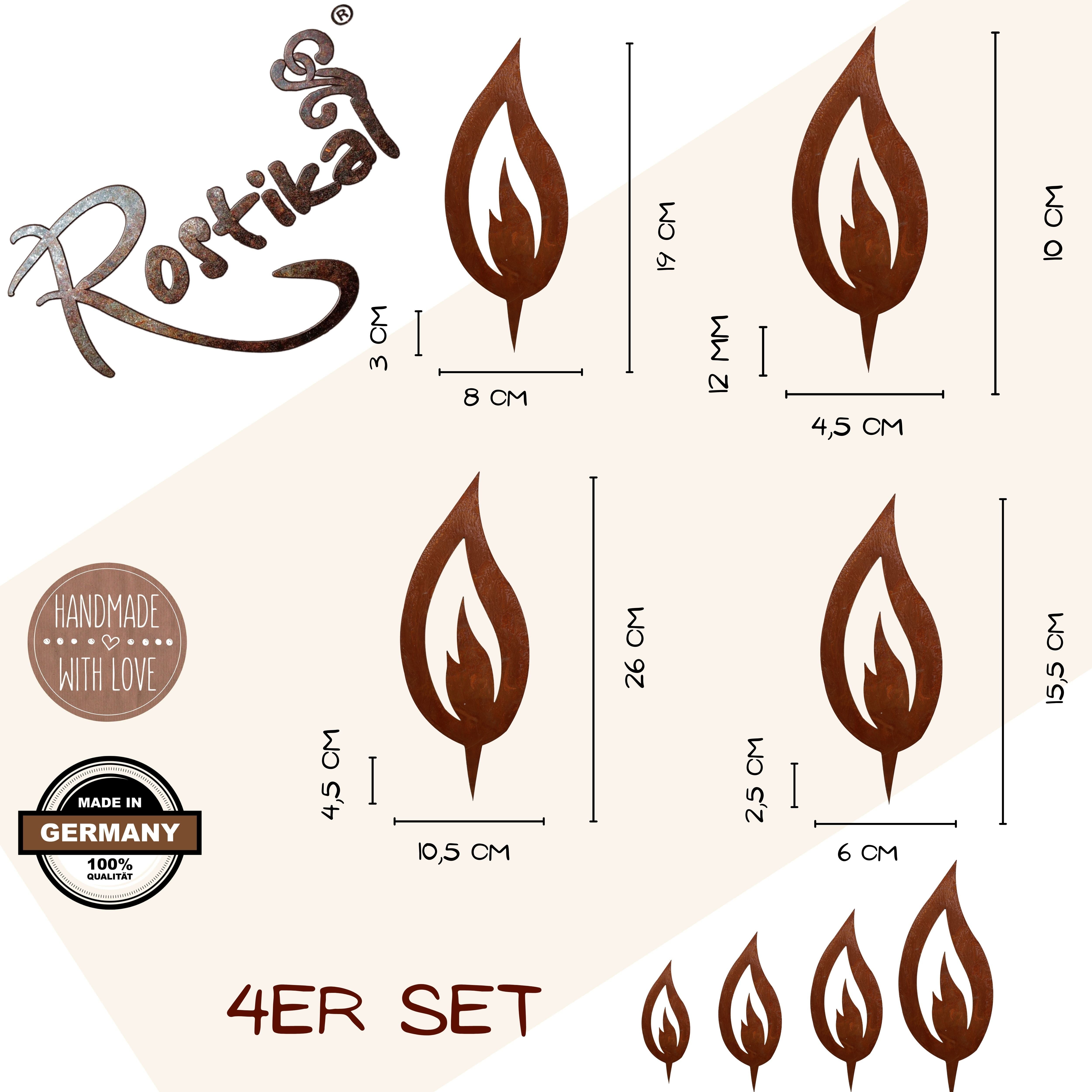 Rostikal Gartenstecker Rost Flammen Dekostecker 4er-Set - Metall Rost (Set, günstig online kaufen