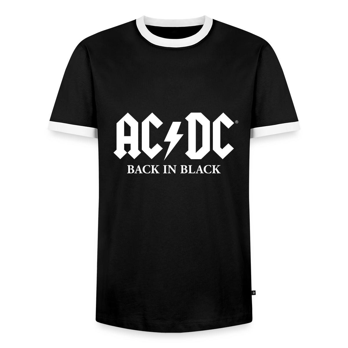 T-Shirt AC/DC Back In Black Logo Mit Blitz Männer Kontrast T-Shirt