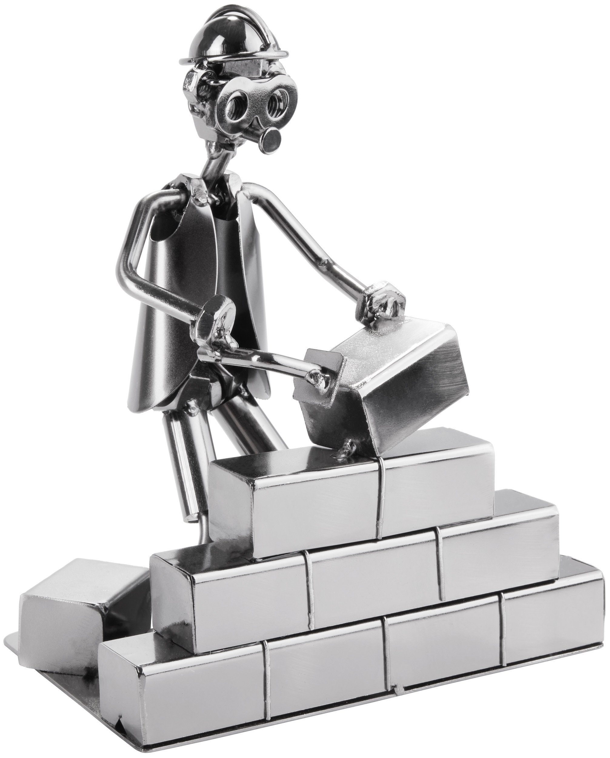 BRUBAKER Dekofigur Metallskulptur Schraubenmännchen Maurer (1 St), kunstvolle Geschenkfigur für Maurer und Handwerker