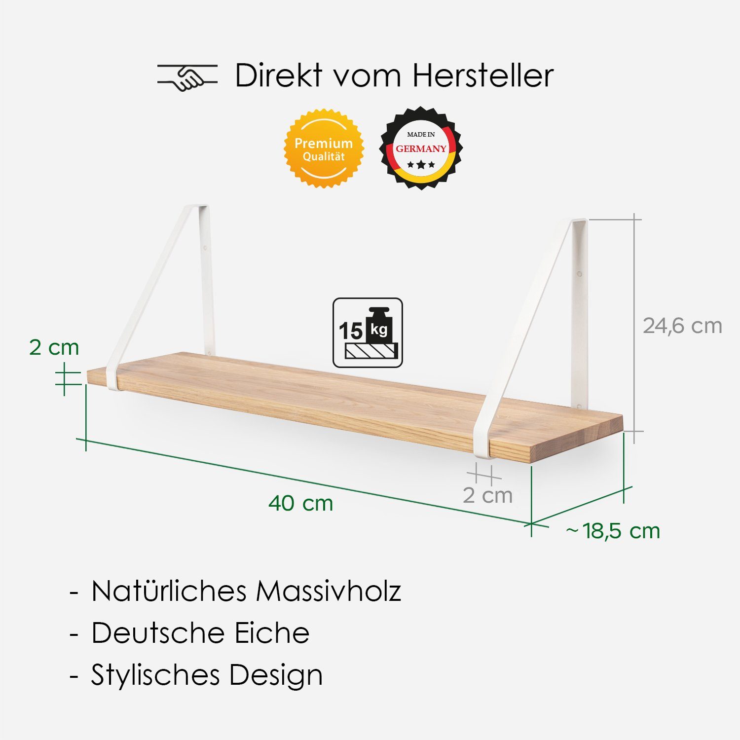 Rikmani Wandregal RAY Schweberegal Eiche weiss, günstig online kaufen