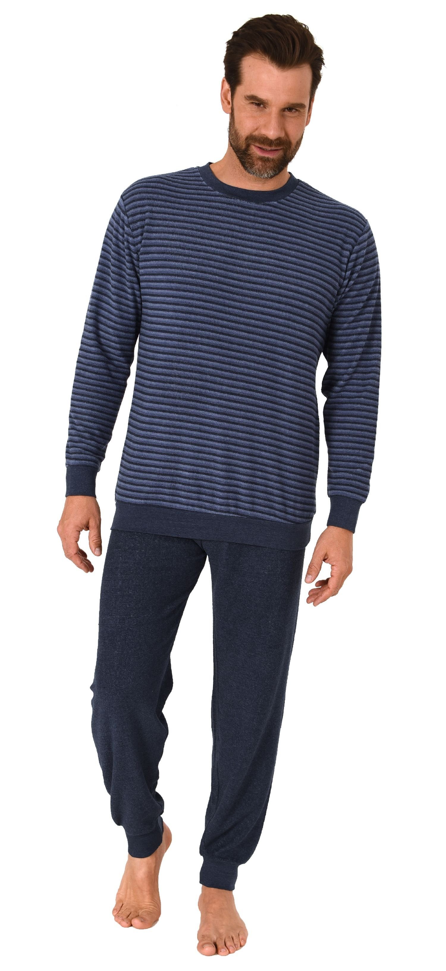 Trend by Normann Pyjama Herren Frottee Schlafanzug mit Bündchen in Streifen günstig online kaufen