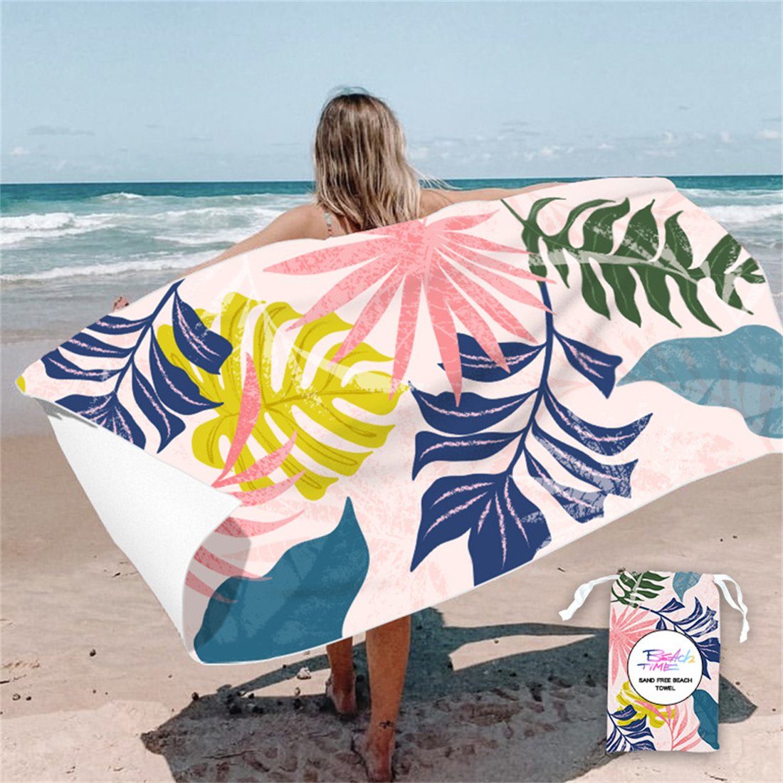 YOOdy~ Strandtücher Strandtuch,strandhandtuch (1-St), 80 x 160 cm,schnell trocknet Mehrfarbige Blätter