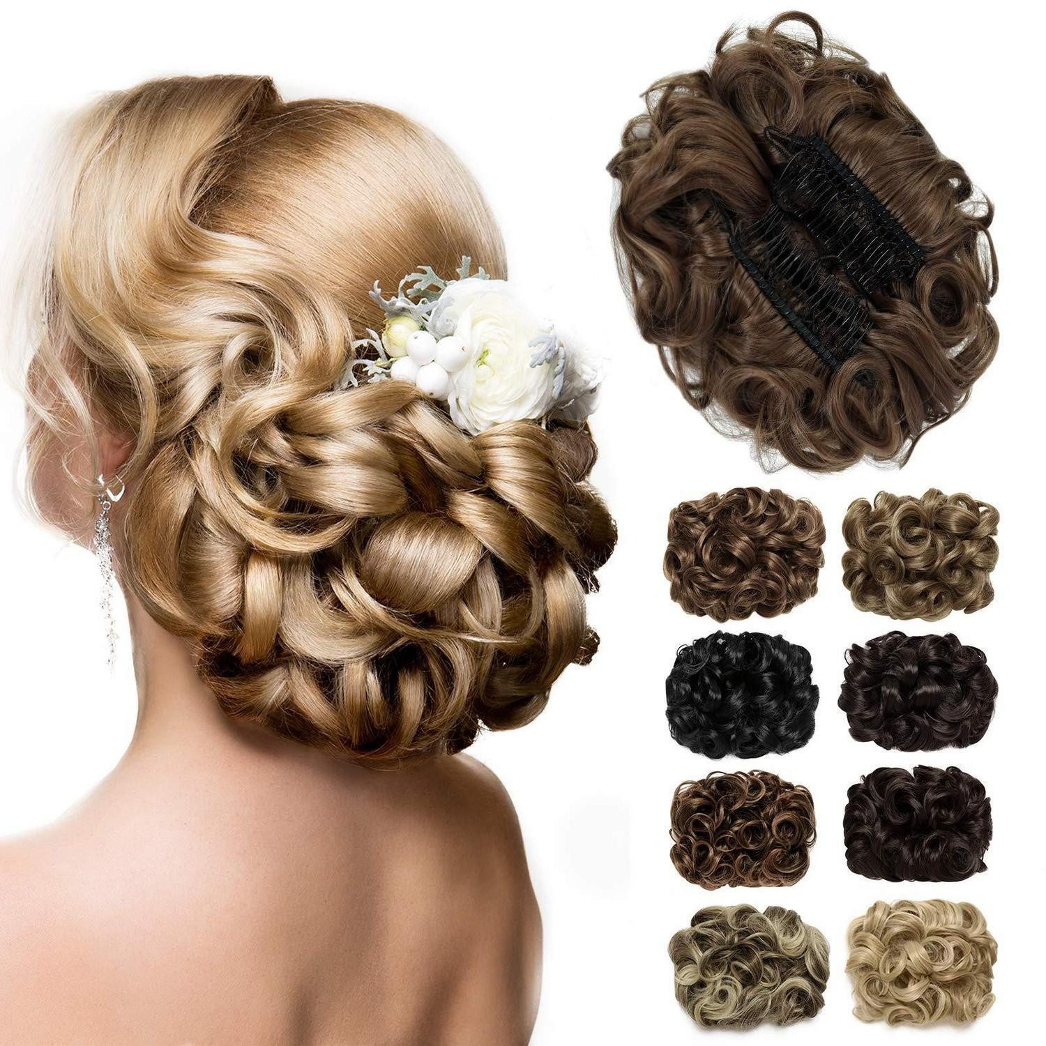 LuxusKollektion Kunsthaar-Extension Haarteil Dutt Scrunchie Updo hellbraun Kämme Damen Hellbraun-Kämme