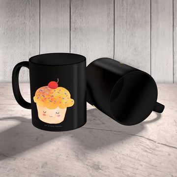Mr. & Mrs. Panda Tasse Cupcake - Schwarz - Geschenk, Keramiktasse, Küche Spruch, Tiermotive, Keramik Schwarz, Langlebige Designs