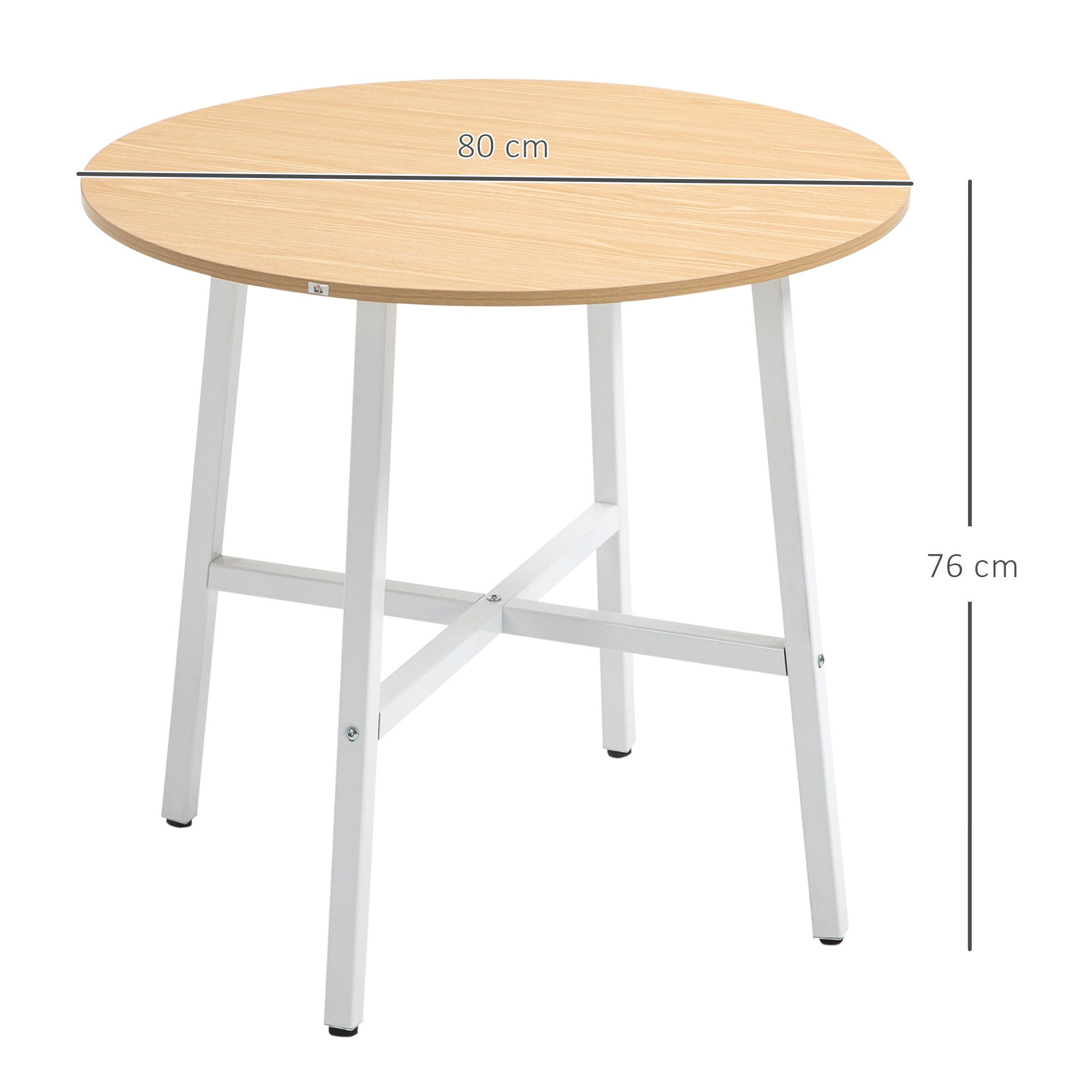 HOMCOM Esstisch für 4 Personen (Küchentisch, 1-St., Wohnzimmertisch), für Esszimmer, Küche, Stahl, Naturholz, 80 x 80 x 76 cm
