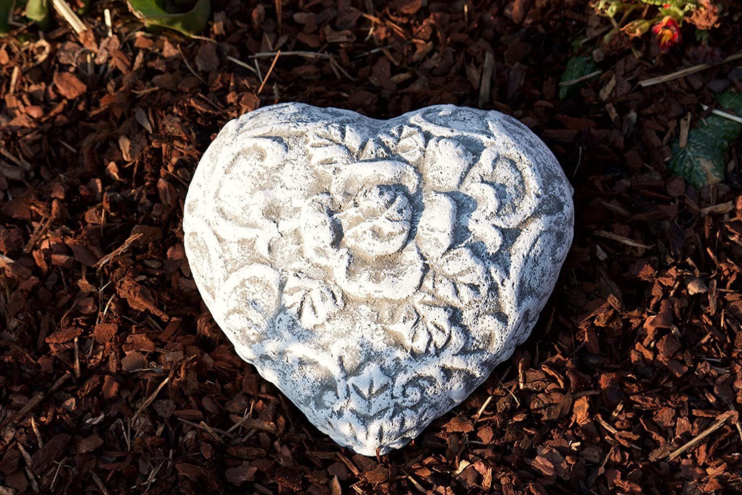 Stone and Style Gartenfigur Grabschmuck Garten Deko Herz Rankenmuster, Stei günstig online kaufen