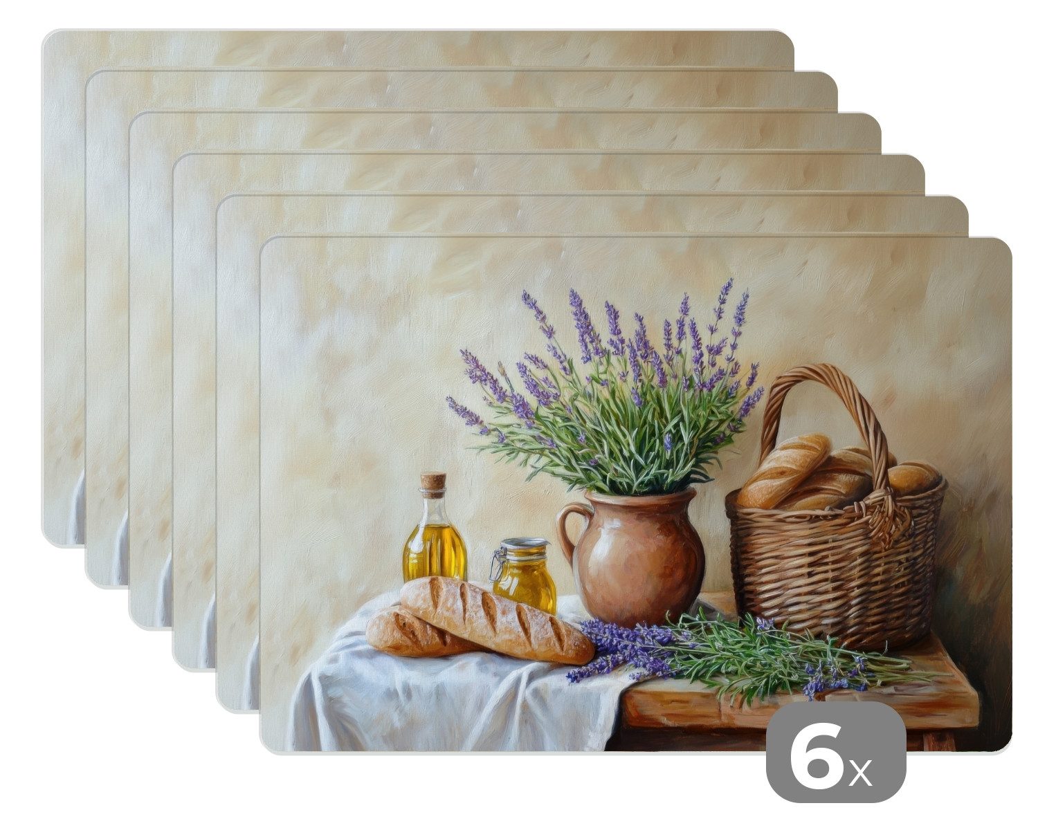 MuchoWow Platzset Lavendel - Brot - Stilleben, (6-St), Platzsets, Tischset, günstig online kaufen