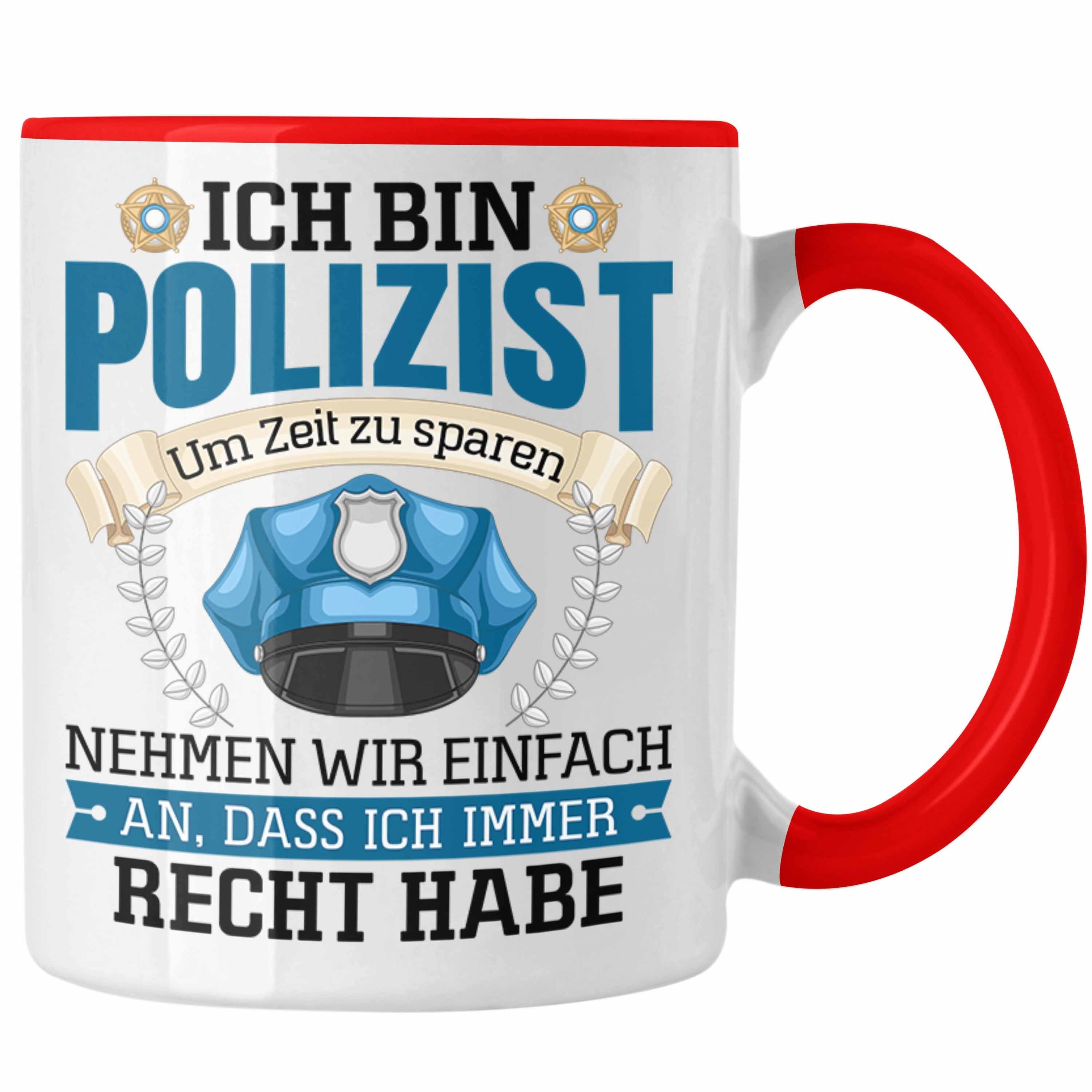 Trendation Tasse Polizist Tasse Geschenk Lustiger Spruch Männer Bester Polizei Rot
