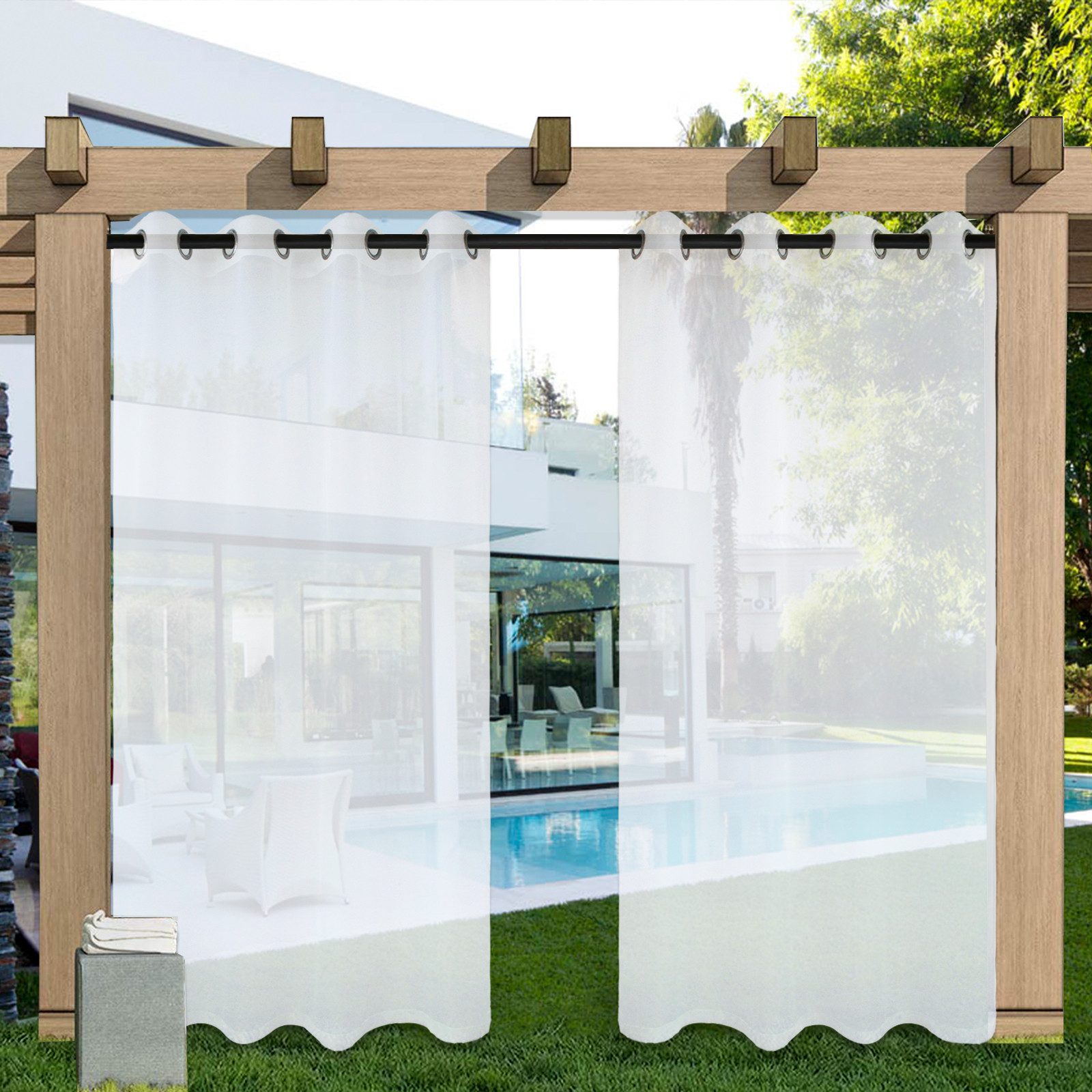 BTTO Vorhang Outdoor Vorhang Transparent Weiss Wasserabweisend Voile Шторы 1/2er (1 St), Outdoor Шторы