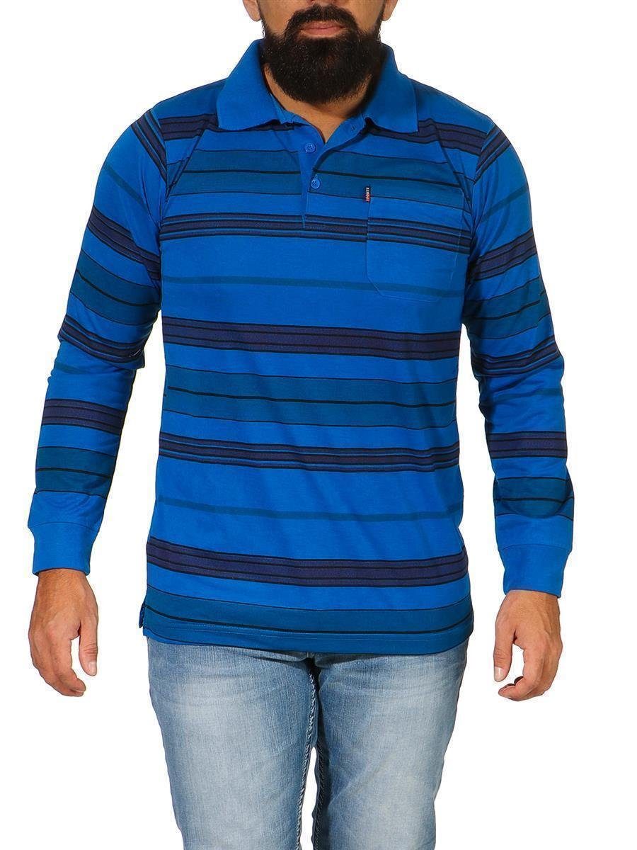 EloModa Poloshirt Herren Polo Shirt Langarm Longsleeve mit Brusttaschen Gr. M L XL 2XL (1-tlg) Blau