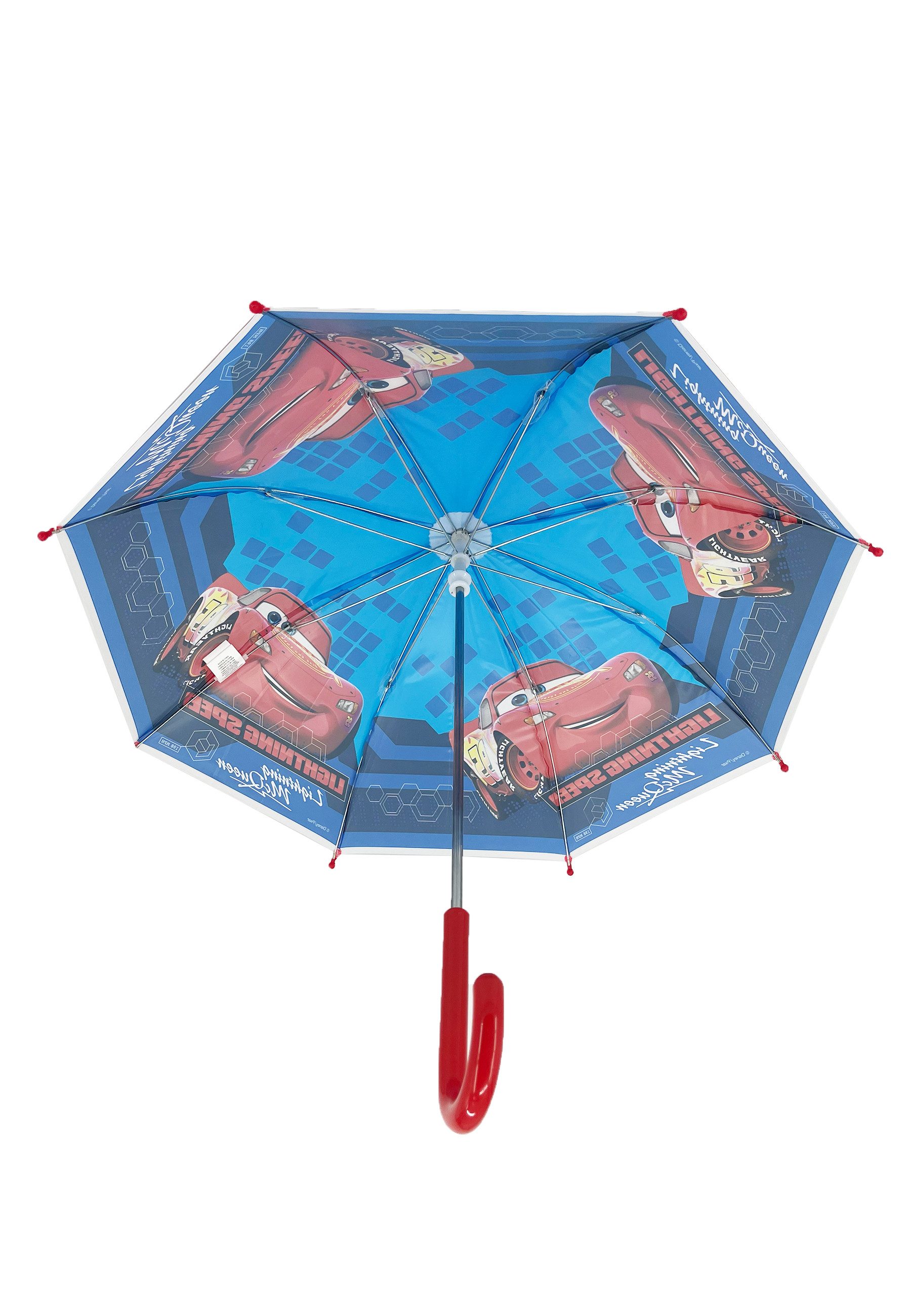 Disney Cars Stockregenschirm Kinder Regenschirm blau mit Lightning McQueen Motiv 65 cm, windfest