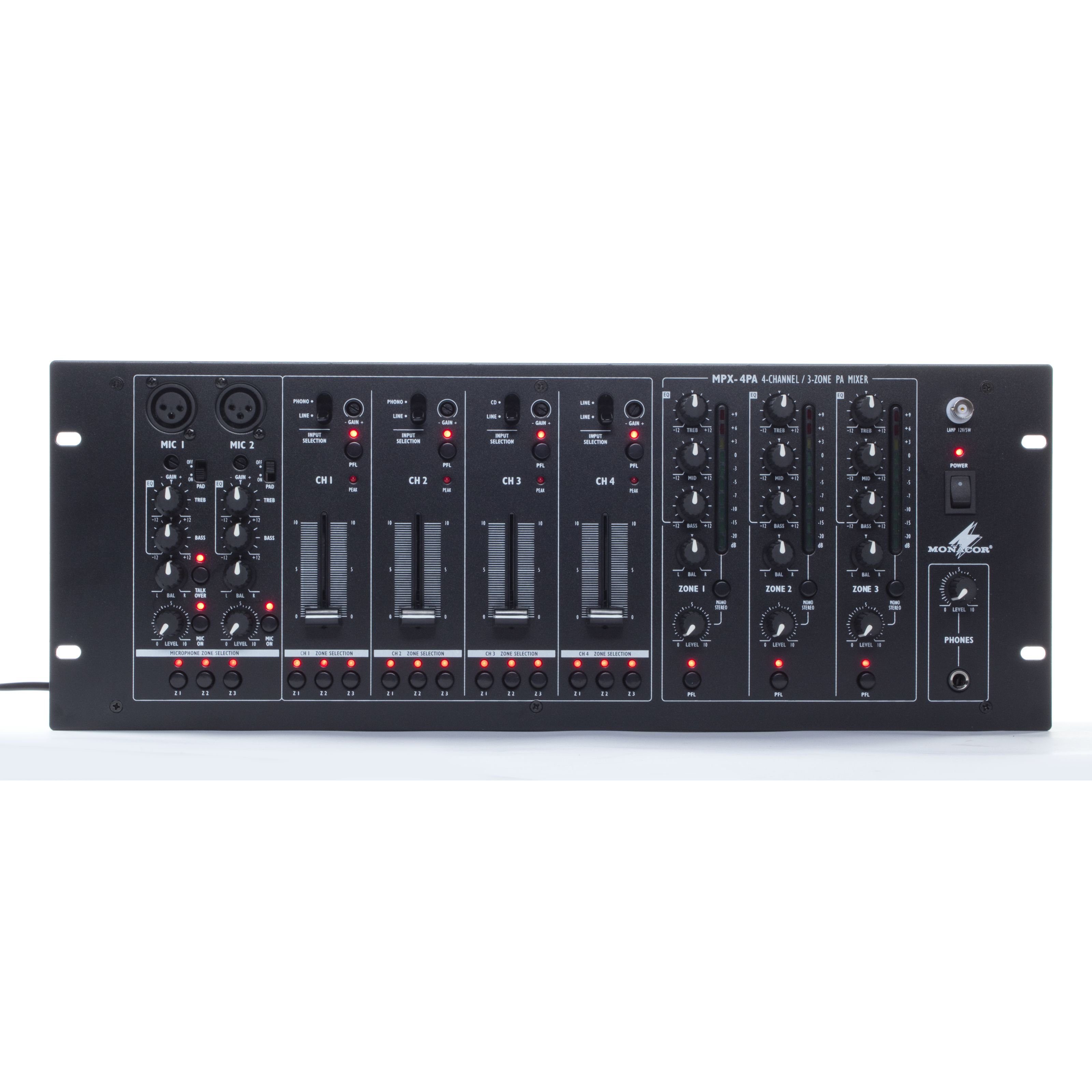 Monacor Mischpult, (MPX-4PA), MPX-4PA - DJ Mixer Rack